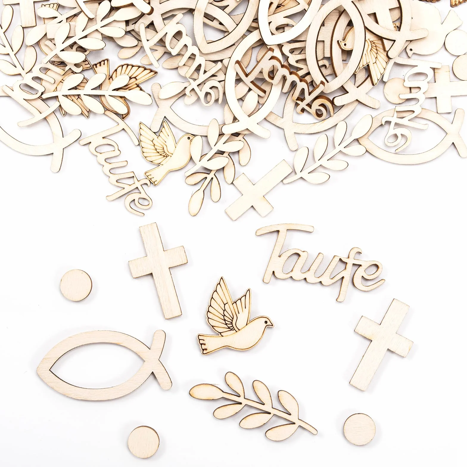Décoration à disperser en bois pour baptême communion garçon fille poissons