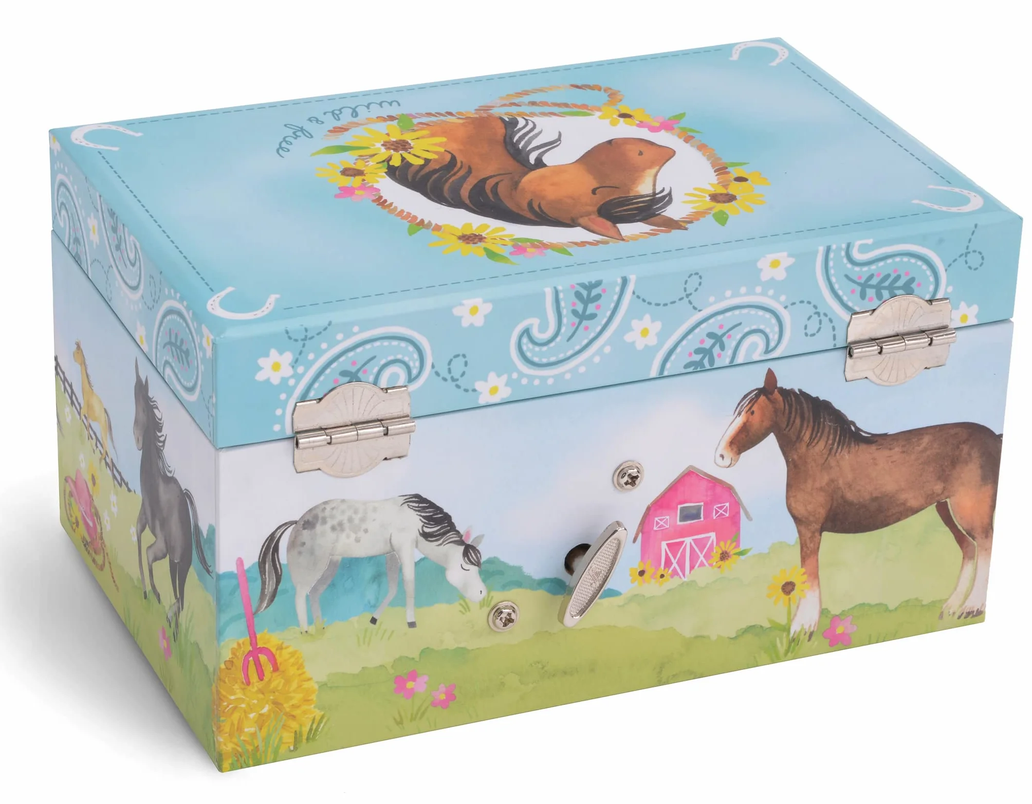 Jewelkeeper Boîte à Musique Cheval à l'Écurie & Parure assortie pour filles - 3 Cadeaux