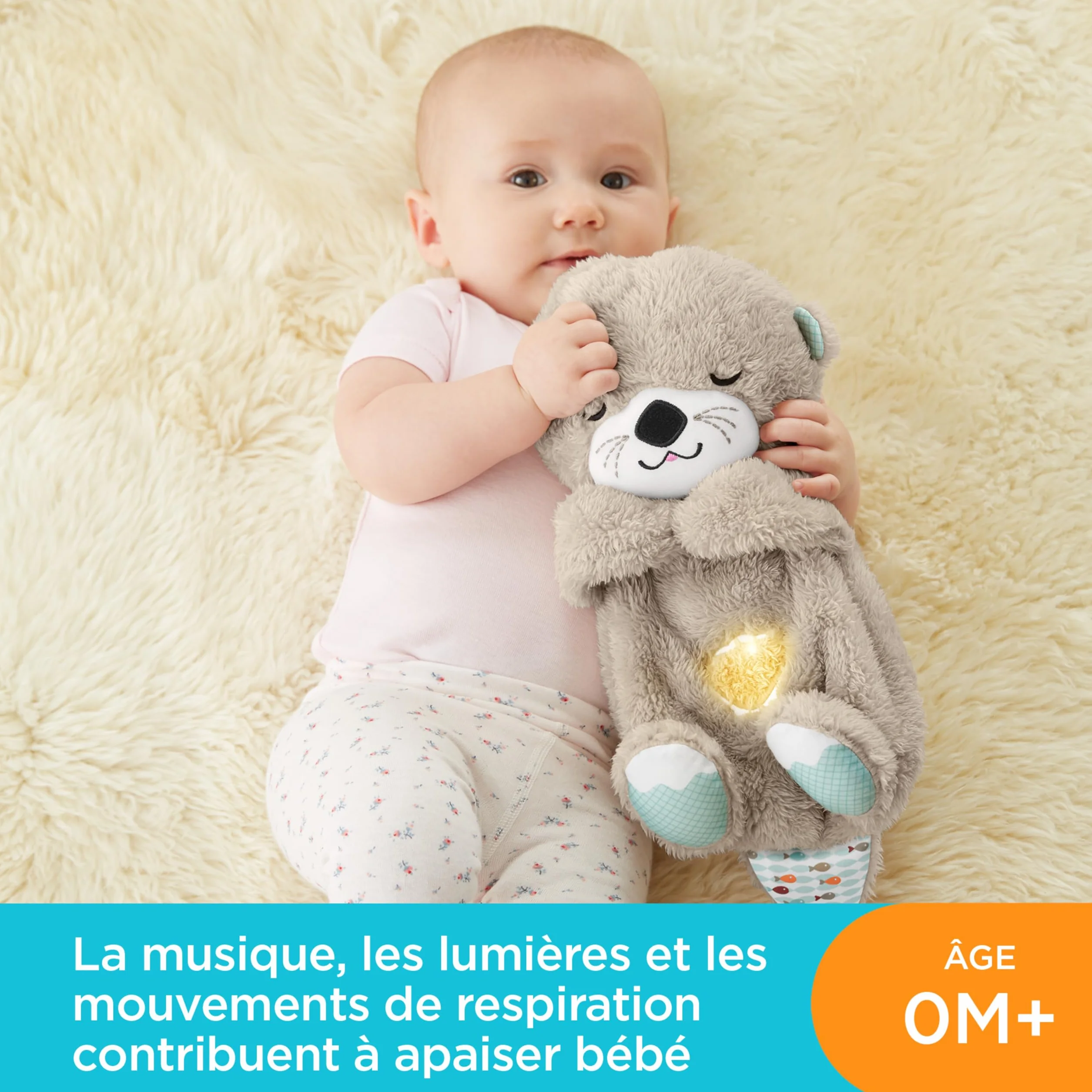 Fisher-Price Ma Loutre Câlins Bonne Nuit Peluche Veilleuse Bébé Musicale et Lumineuse Bruit Blanc Cadeau Naissance FXC66