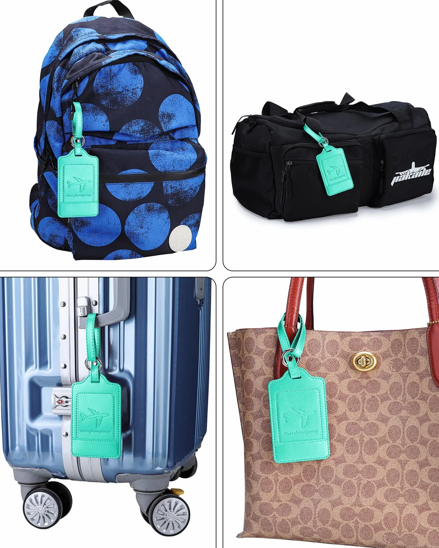 Teskyer 3 Pièces Etiquette Valise Cuir PU Voyage Avion Identification Protection Vie Privée