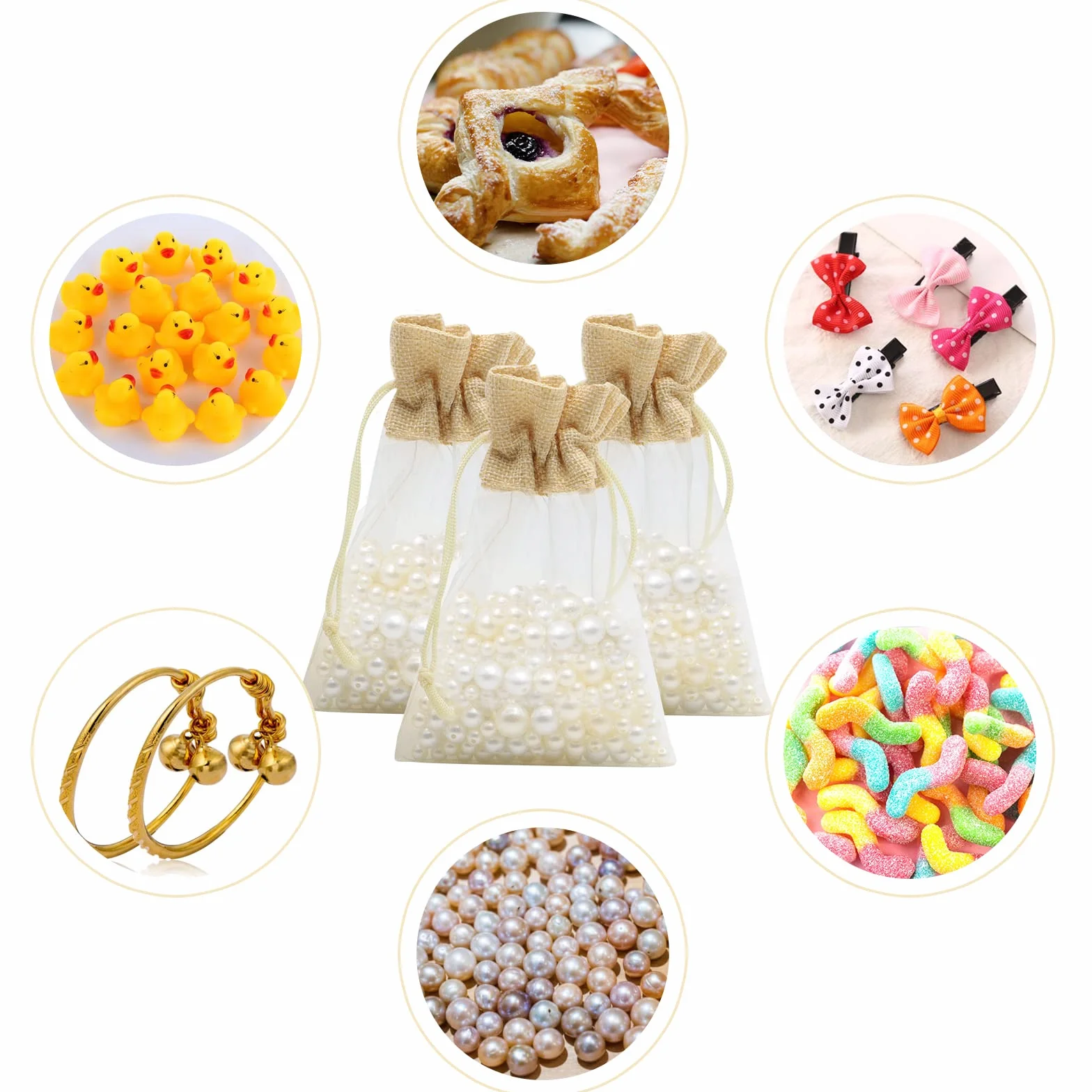 Sachets Organza 10x15 cm 24 Pièces avec Cordon de Serrage Réutilisable pour Mariage Bijoux
