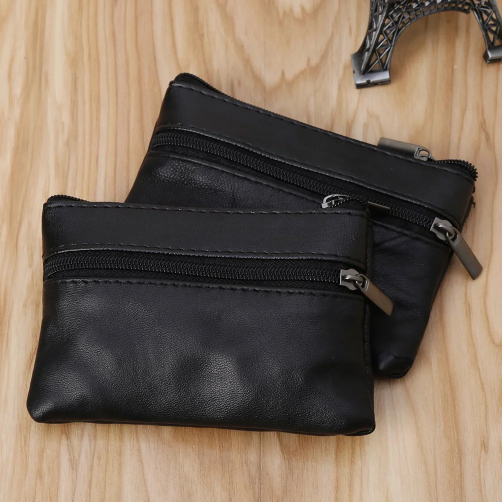 Portefeuille en Cuir Noir avec Porte-Monnaie, Porte-Cartes et Porte-Clés pour Homme et Femme