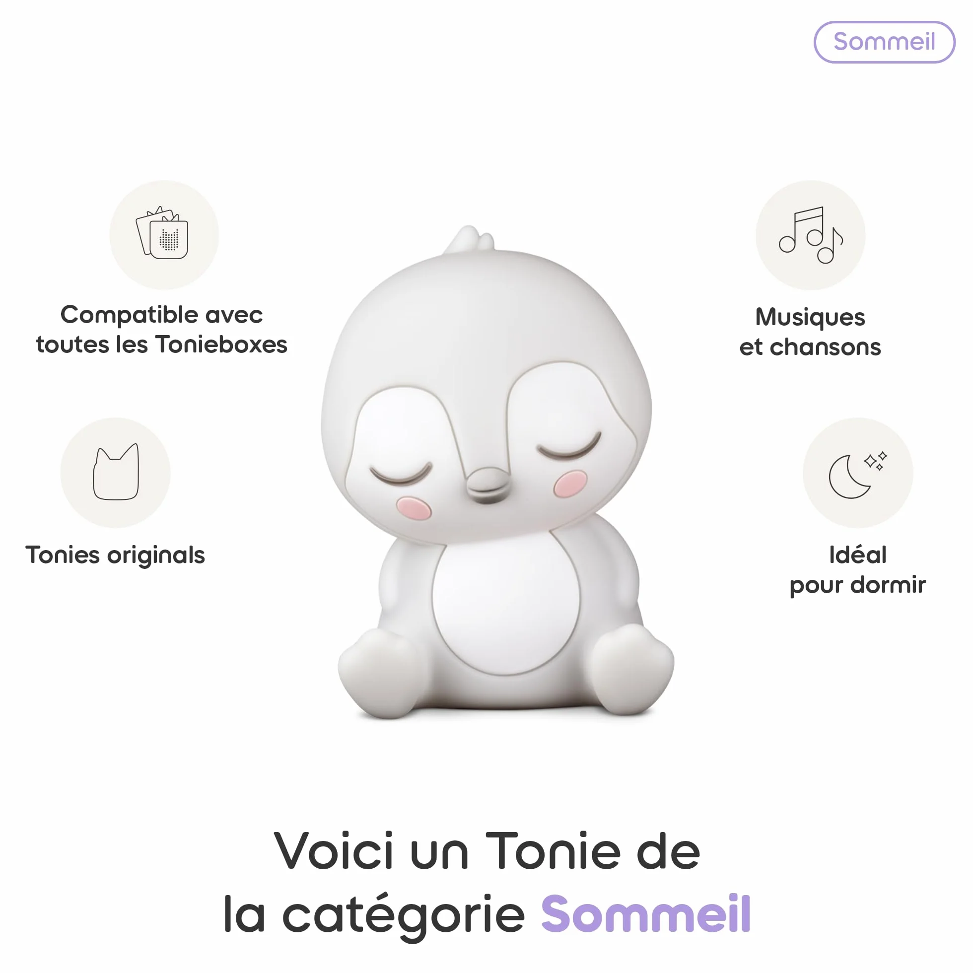 tonies veilleuse Doudou Pingouin berceuses apaisantes Toniebox audioconte 3 ans+