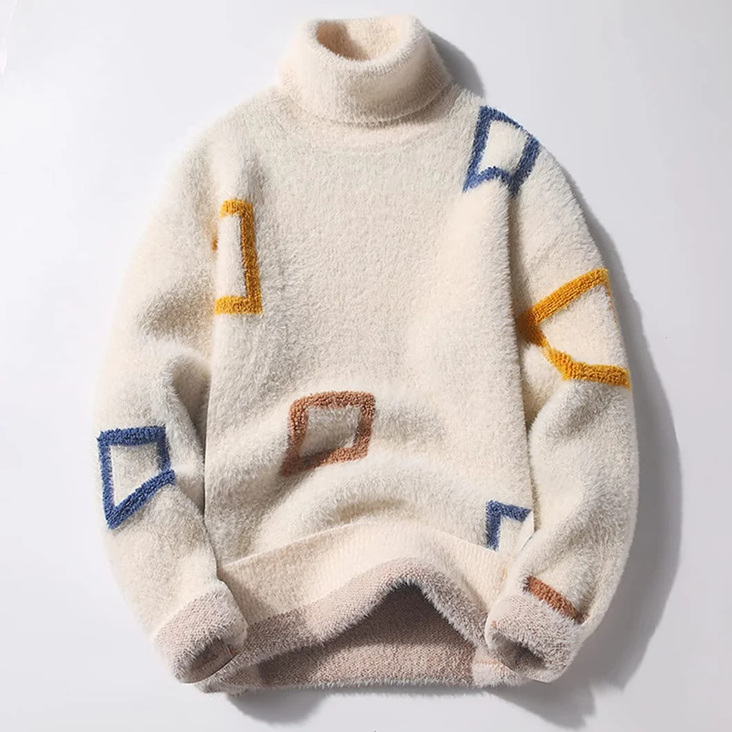 Pull à col roulé en cachemire épais pour homme - Pull d'hiver confortable