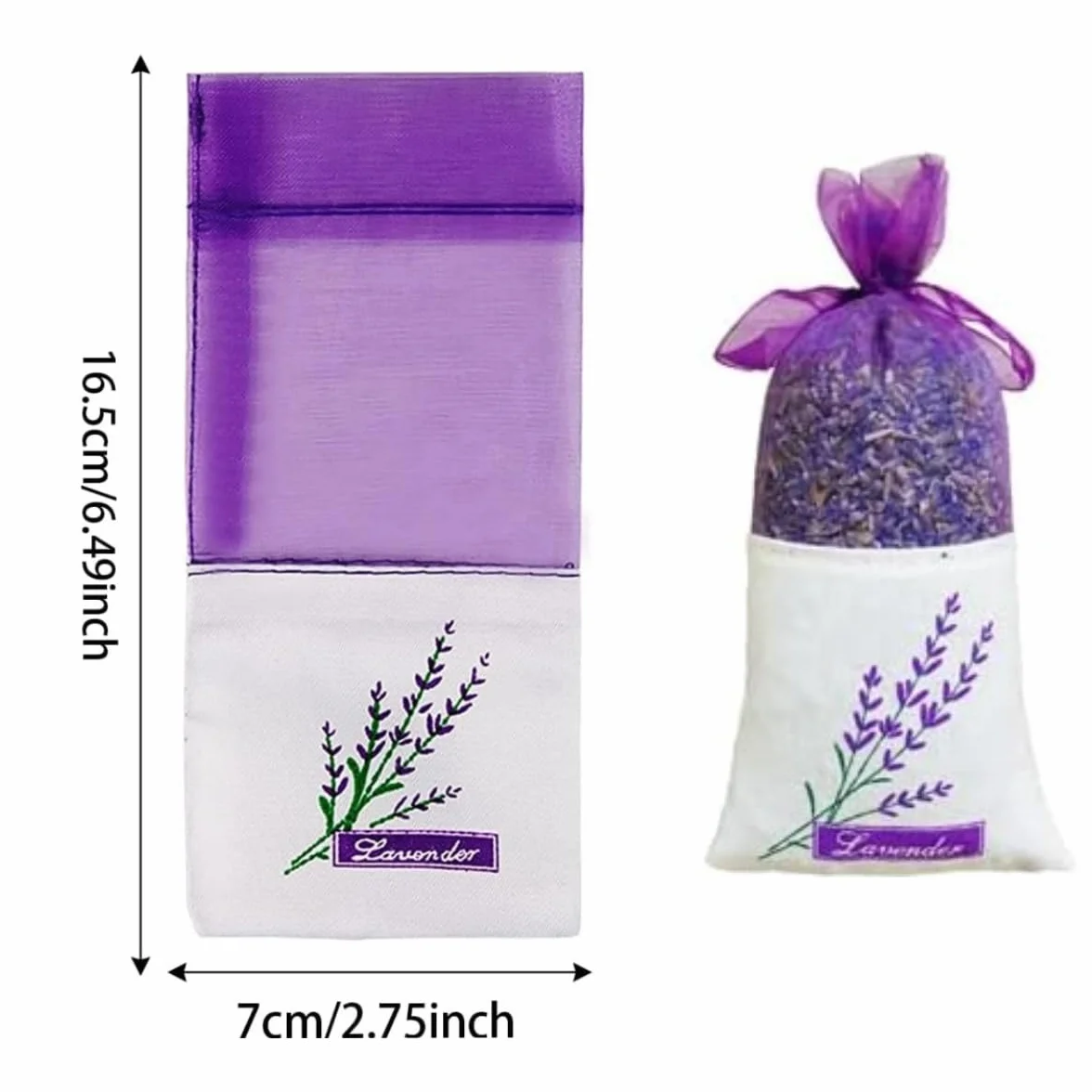 Sacs de Lavande Vides 20 Pièces Coton-Ramie Violet avec Rubans Fils Cordon de Serrage