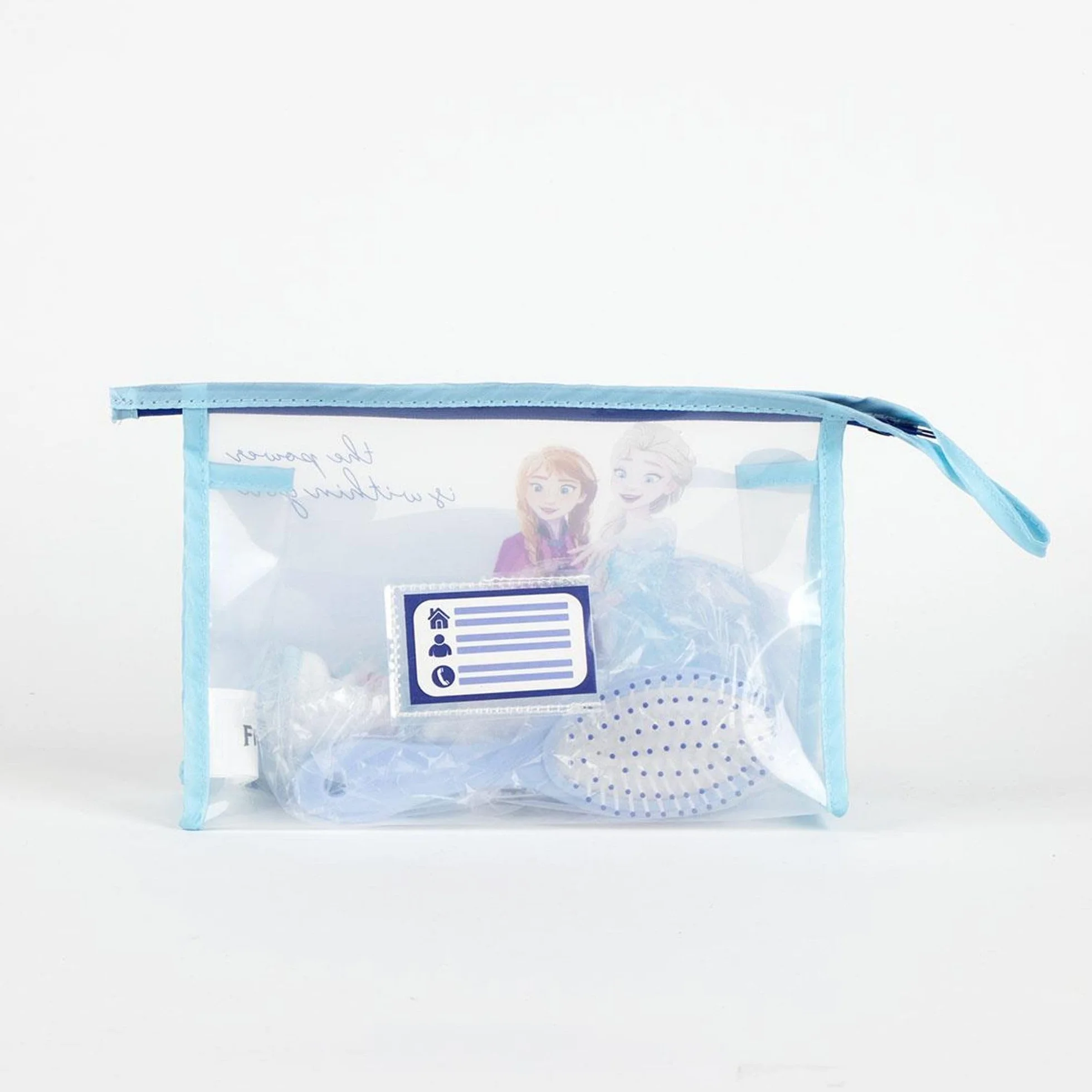 Trousse de Toilette La Reine des Neiges Voyage Bleu Transparente avec Fermeture éclair