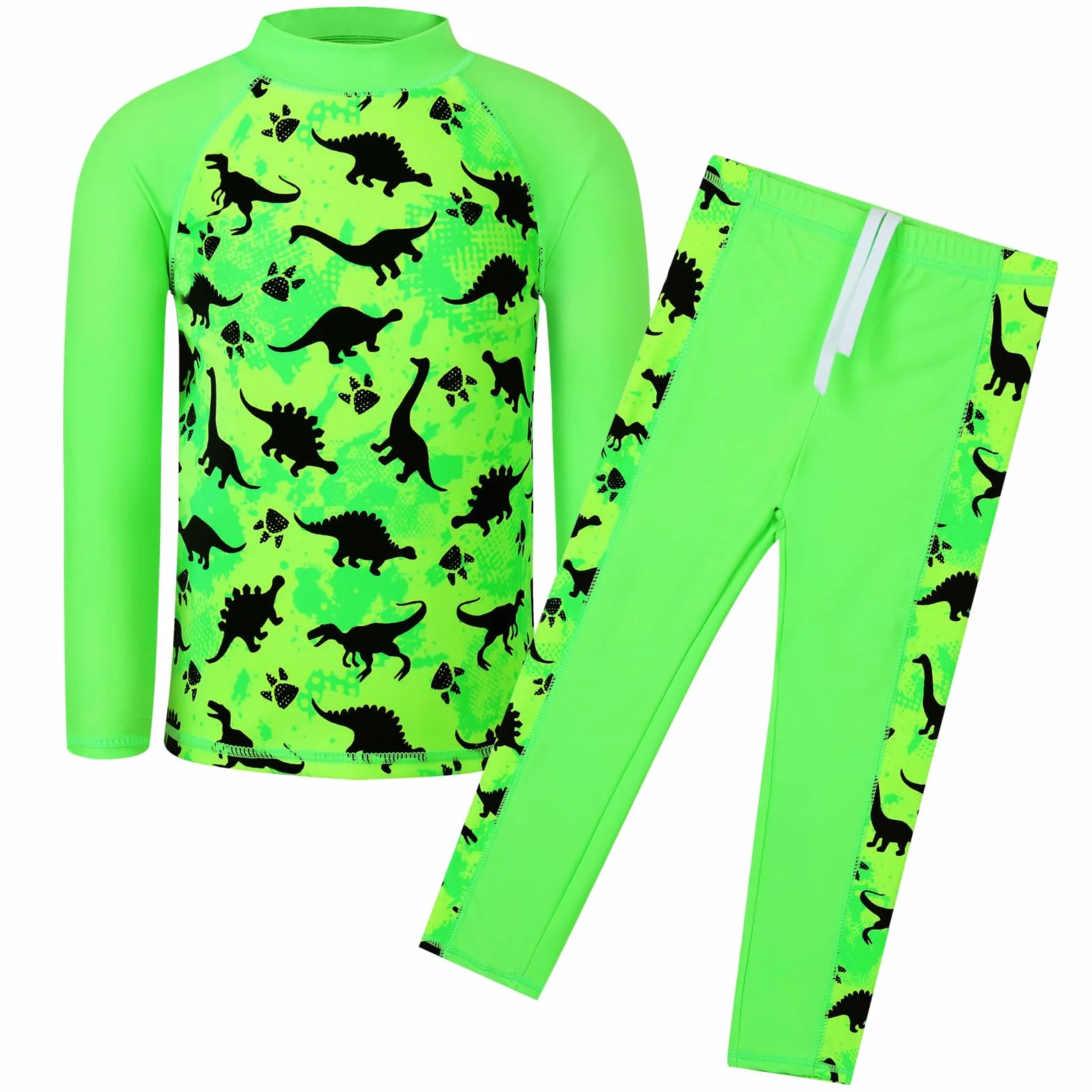 Ensemble Maillot de Bain Garçon 2 Pièces Anti-UV UPF 50+ Manches Longues Pantalon Long 3-12 Ans