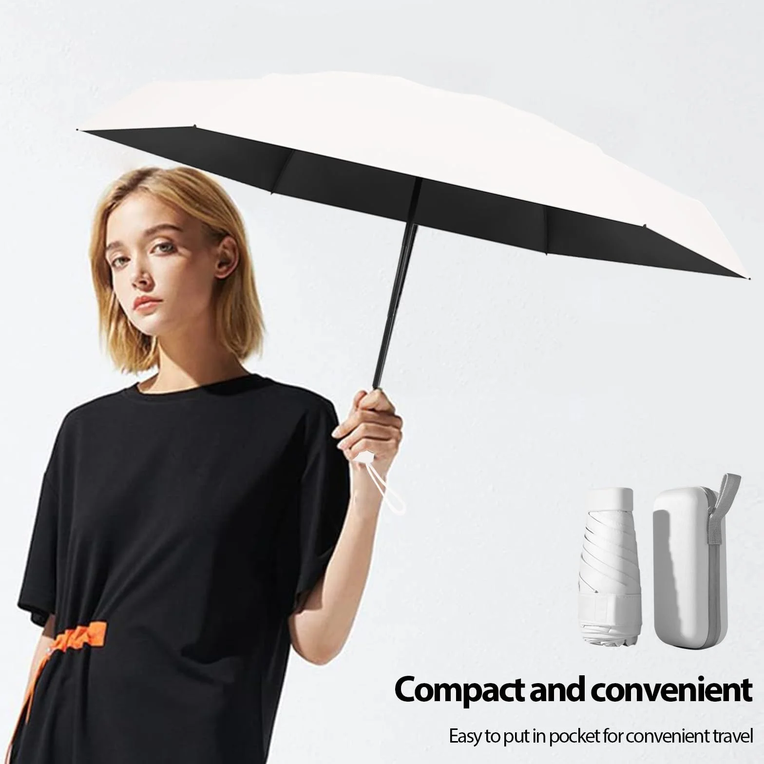 Mini Parapluie Pliant Anti UV, Parapluie de Voyage Compact Hommes Femmes