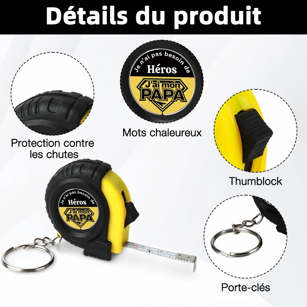 Porte-clés Mètre Ruban Cadeau Original Papa