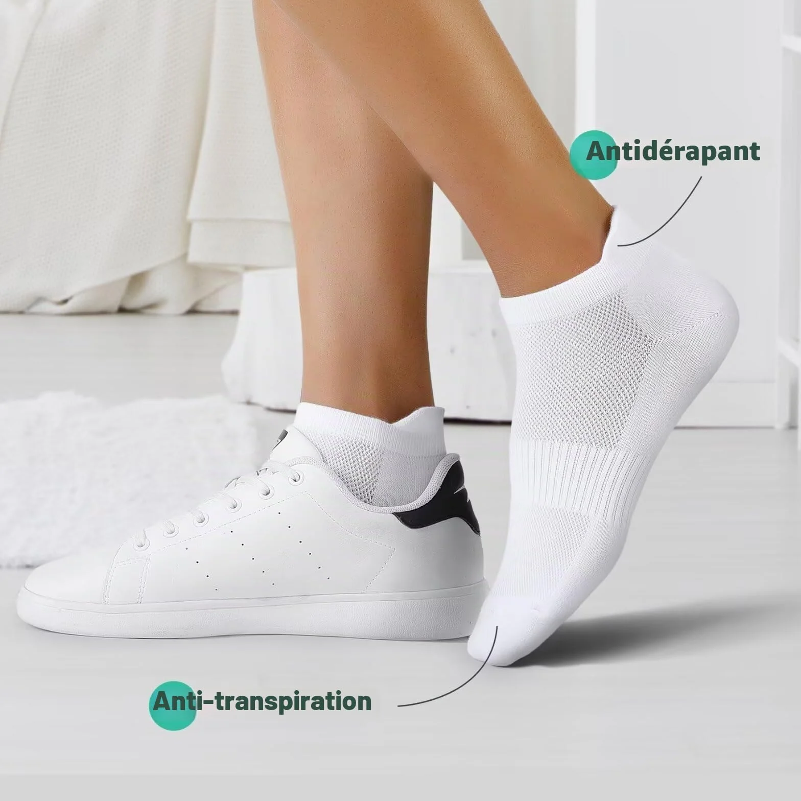 Chaussettes Basses Homme Femme Coton Courtes Sport Respirant Antiderapante Socquettes 10 Paires