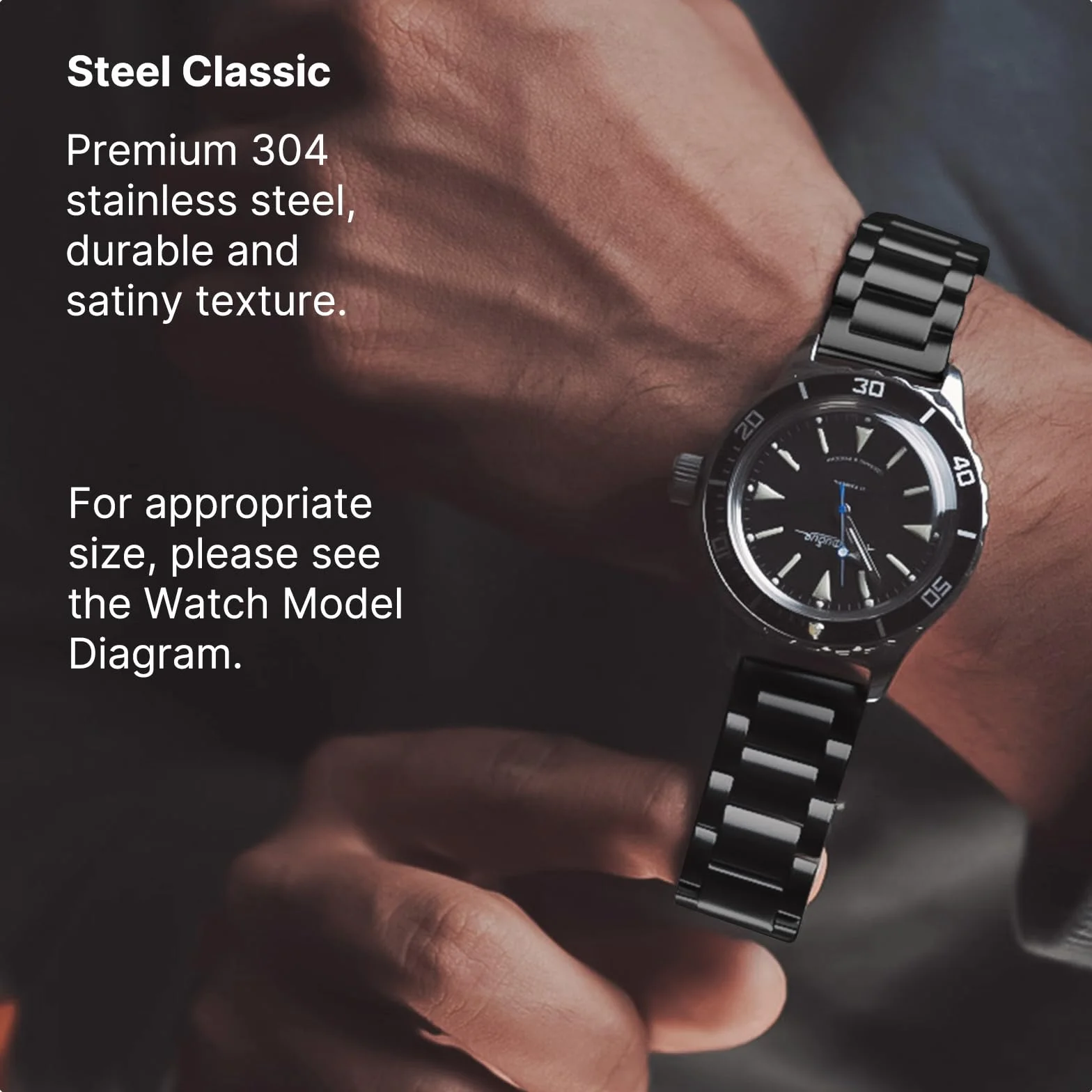 Bracelet de Montre en Acier Inoxydable 22mm Compatible Samsung Gear S3 Classic Frontier Galaxy Watch 46mm Garmin Venu 3 Venu 2 Noir