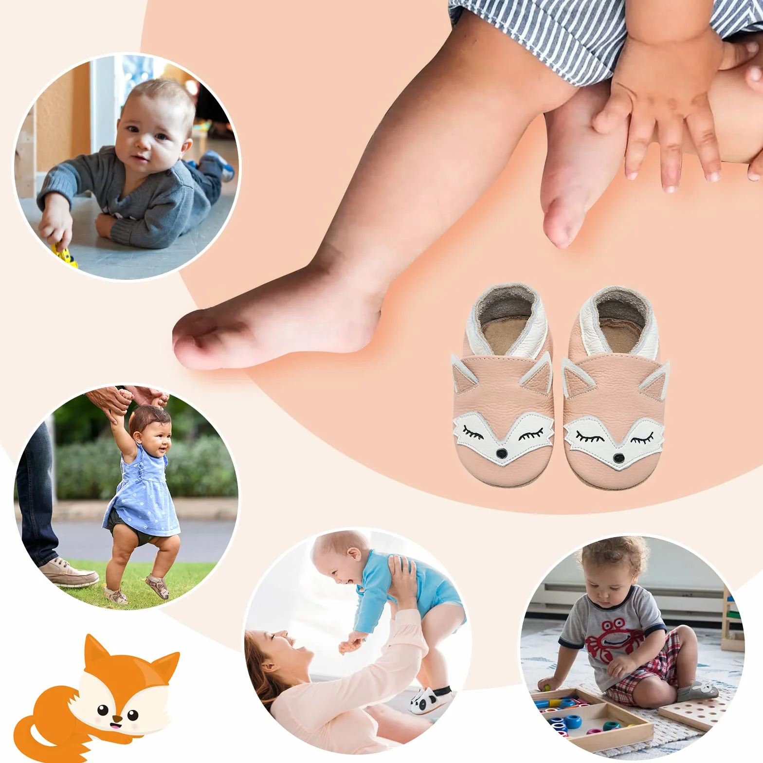 Chausson Bébé Cuir Souple Premiers Pas IceUnicorn Garçon Fille