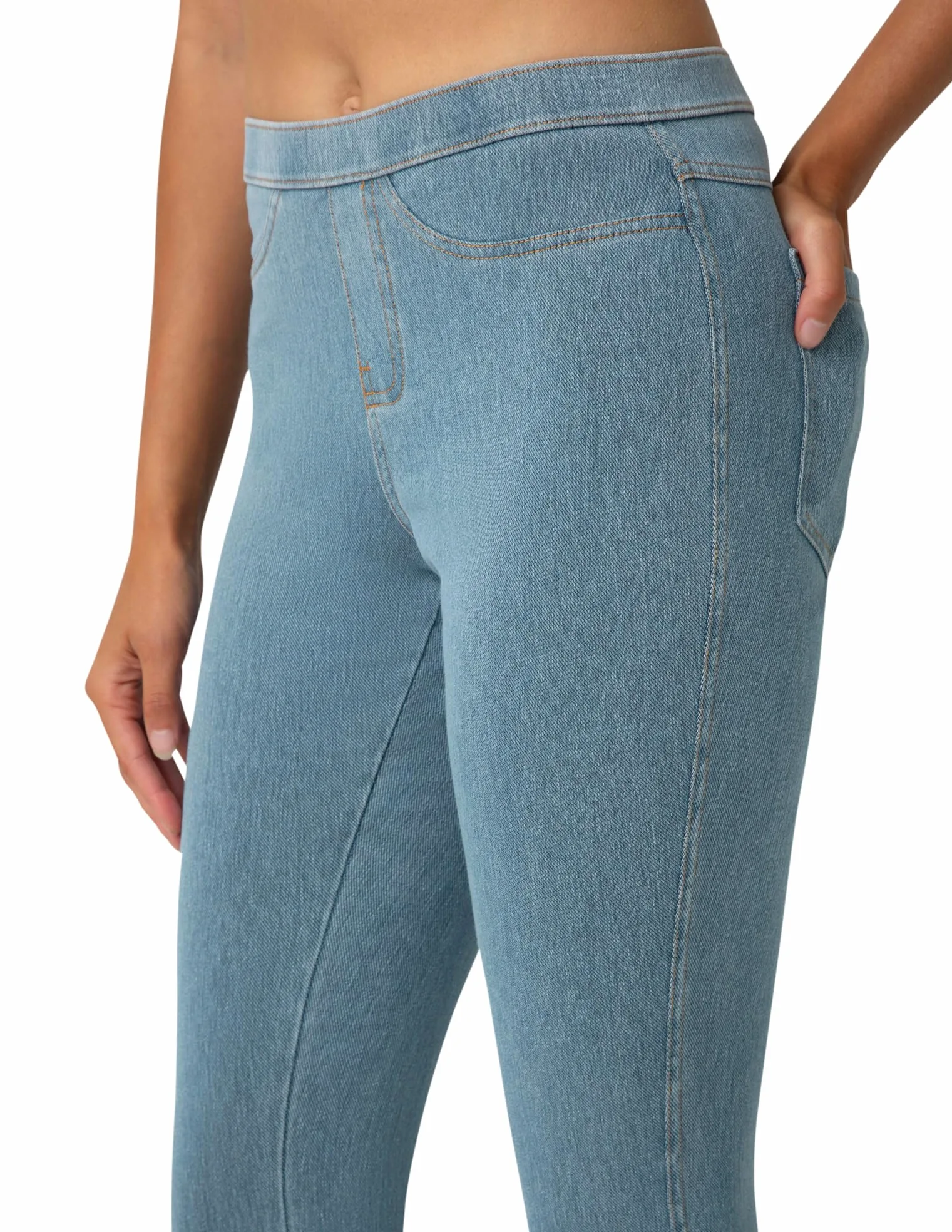 No Nonsense Classic Denim Capri Leggings with Pockets - Pantalons de Leggings - Legging Classique en Jean avec Poches. - Femme
