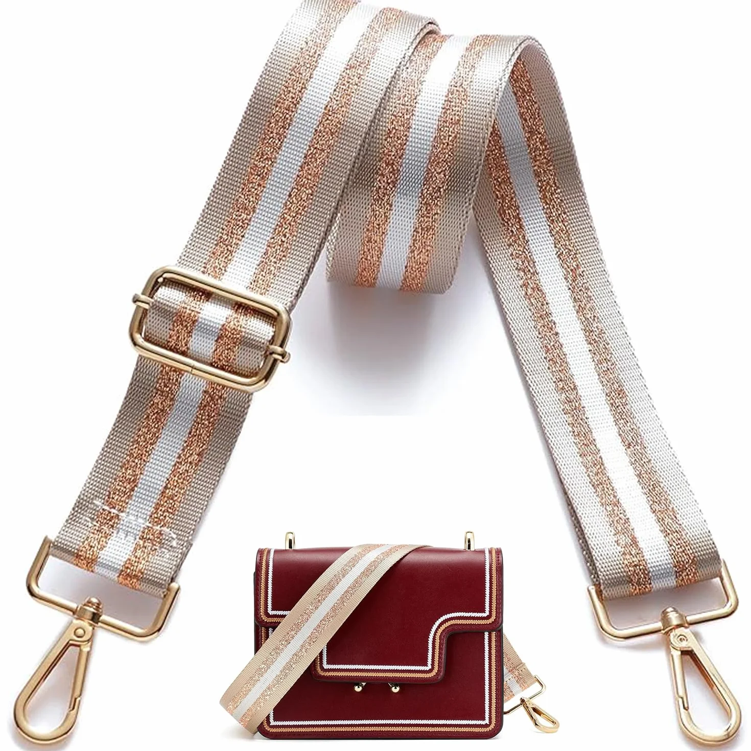 Sangle de Sac à Main Remplacement 75-145cm Bandoulière Réglable Universelle avec Boucle Dorée