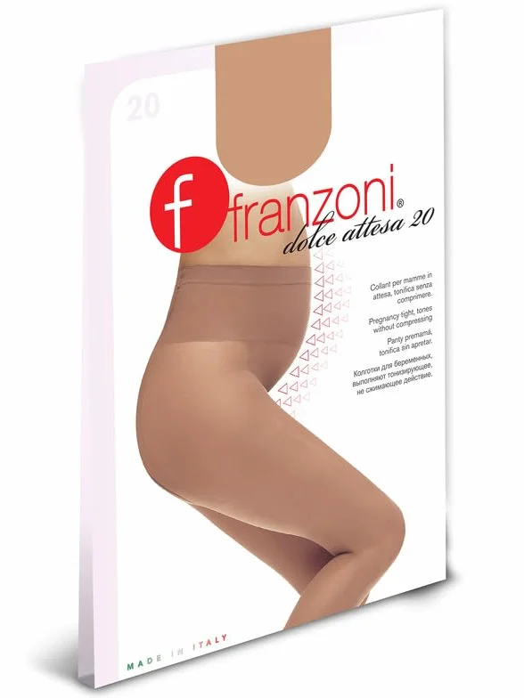 Franzoni Collant Maternité Bas Voile 20 Deniers Bande Ventrale Fabriqué Italie