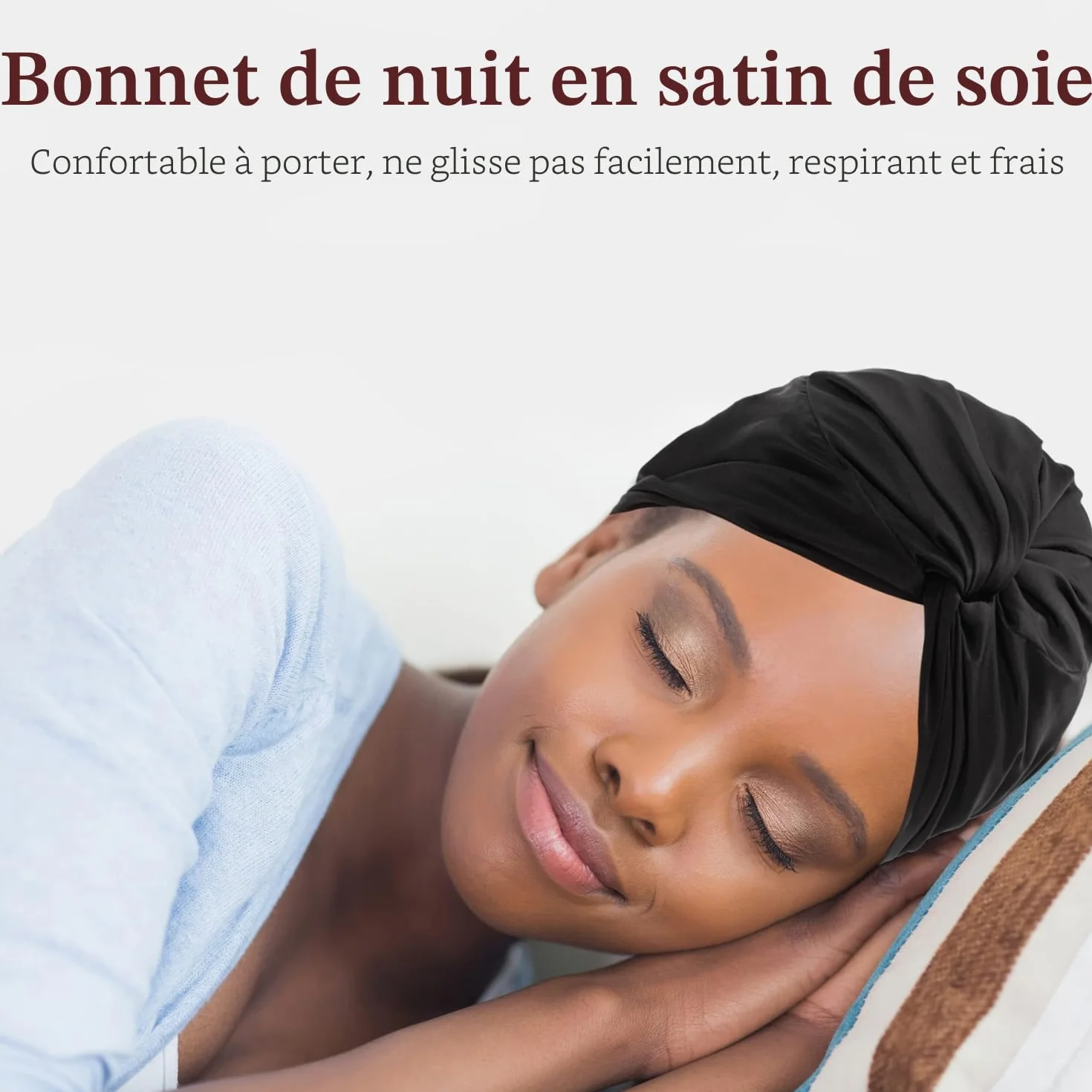 Bonnet en soie double couche réglable en satin avec élastique à cheveux pour femme et fille