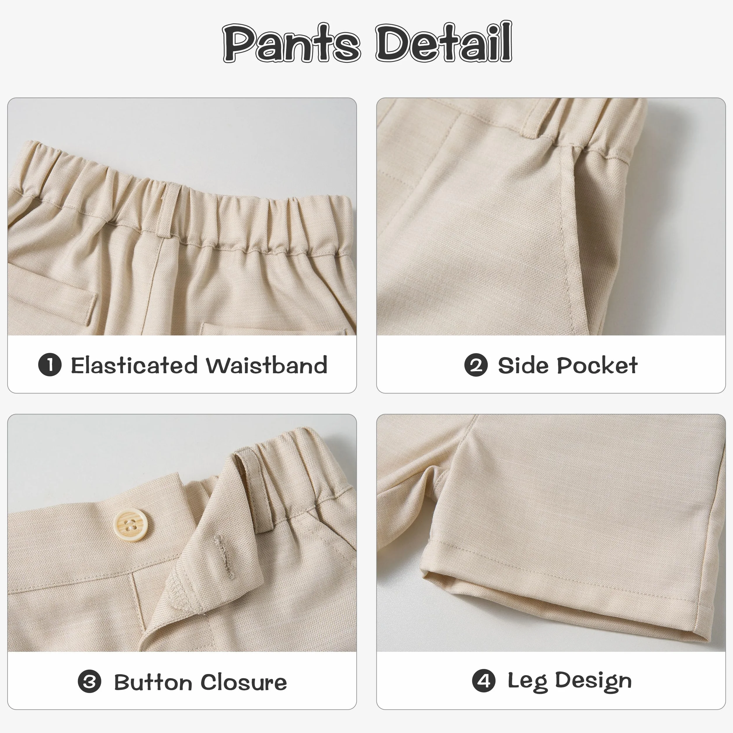 Volunboy Bébé Garçon Ensemble Costume Mariage d'été 4 Pièces Manches Courtes Gilet Chemise