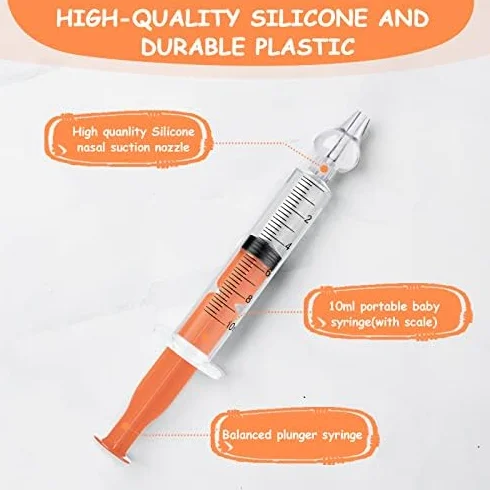 Vicloon Seringue Nasale Bébé Lot de 6 Mouches Bébé Irrigateur Nasal Manuel avec Embout Silicone Nettoyable Réutilisable
