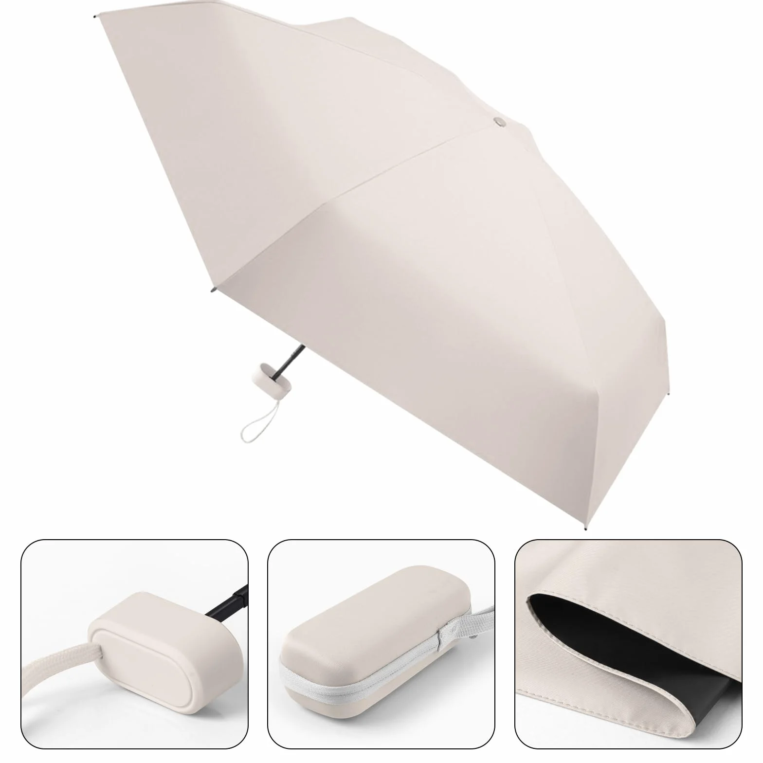 Parapluie Pliant Anti-Uv 6 Branches Compact Léger Femmes Hommes Enfants