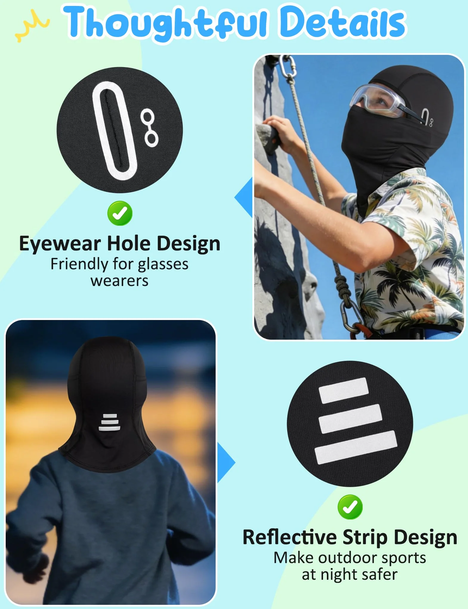 Becellen Cagoule Été Enfants Multifonction Balaclava Soie Glacée Protection UV Tour de Cou Léger Respirant Garçons Filles Running Cyclisme