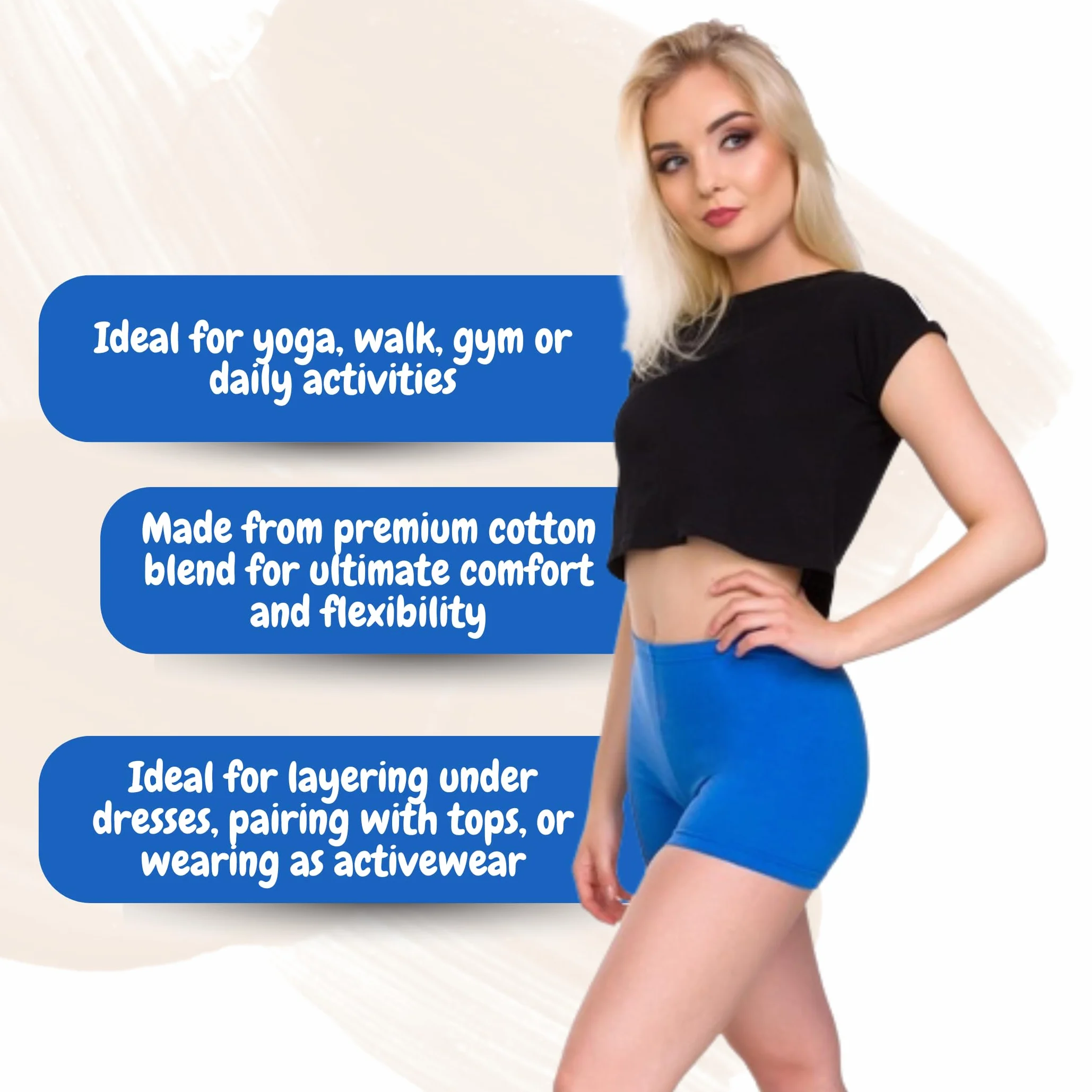 FUTURO FASHION Short Moulant de Yoga Coton Doux Extensible Tailles 36-50