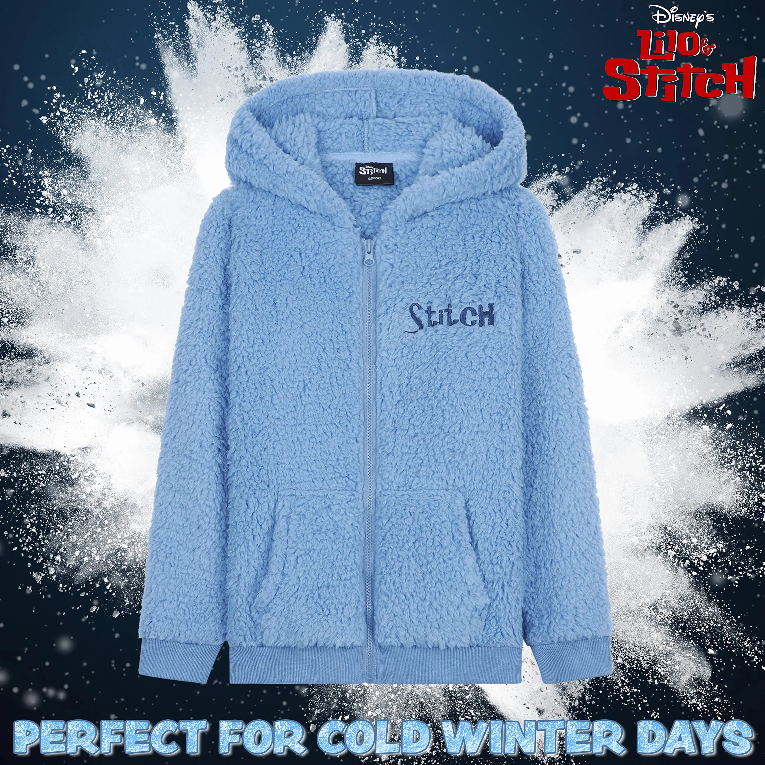 Disney Sweat Zippé Fille Stitch Polaire Sherpa Enfant 7-18 Ans
