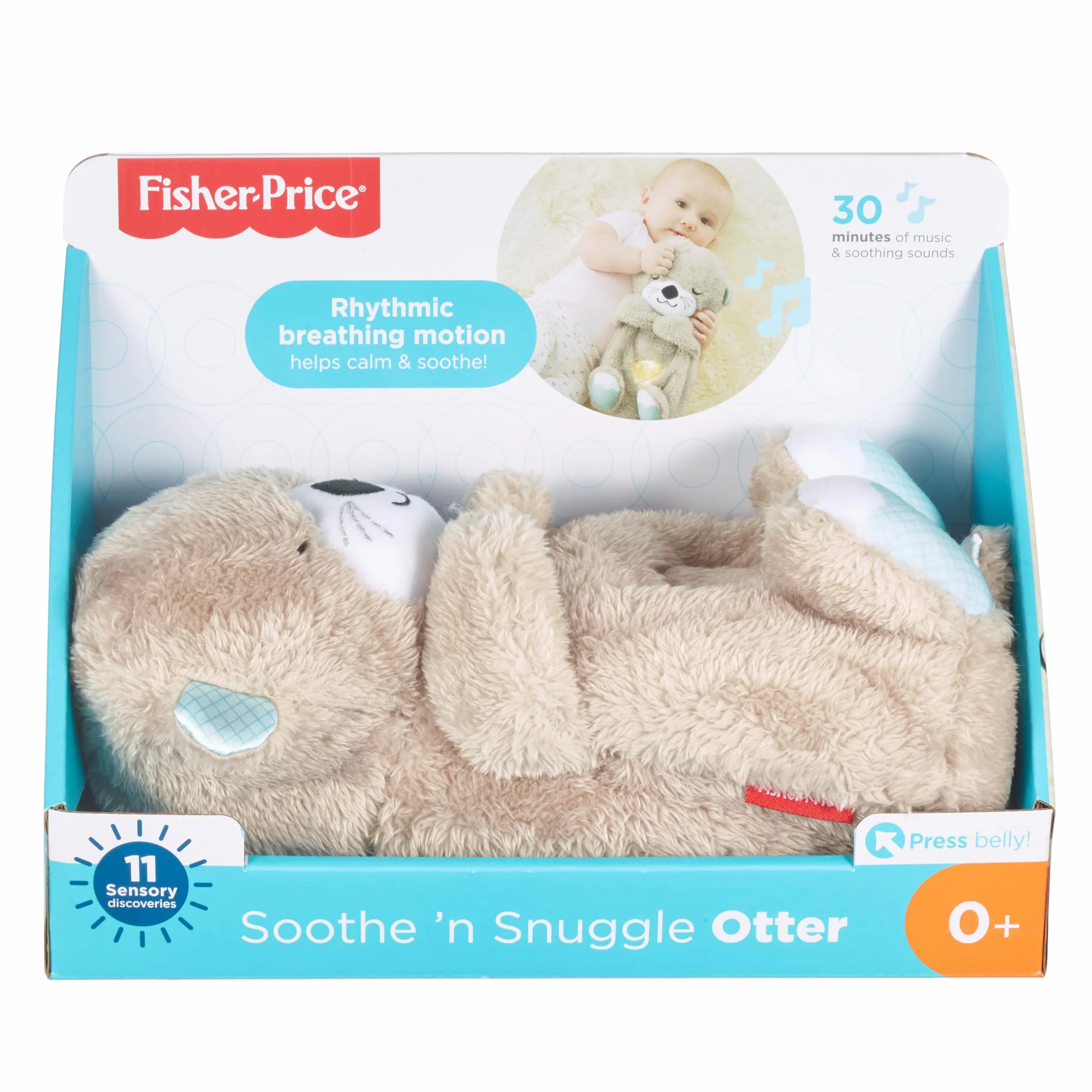 Fisher-Price Ma Loutre Câlins Bonne Nuit Peluche Veilleuse Bébé Musicale et Lumineuse Bruit Blanc Cadeau Naissance FXC66