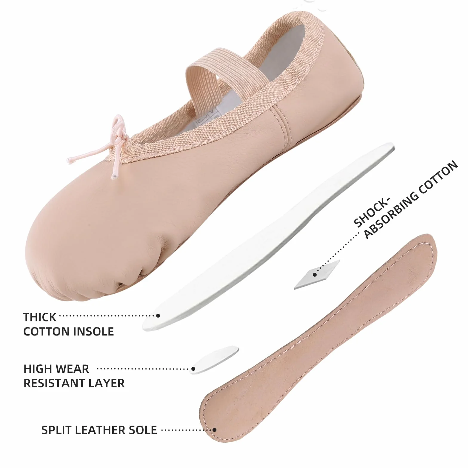 Chaussons de Danse Fille Cuir Chaussures de Ballet Classique Ballerine 22-44 EU