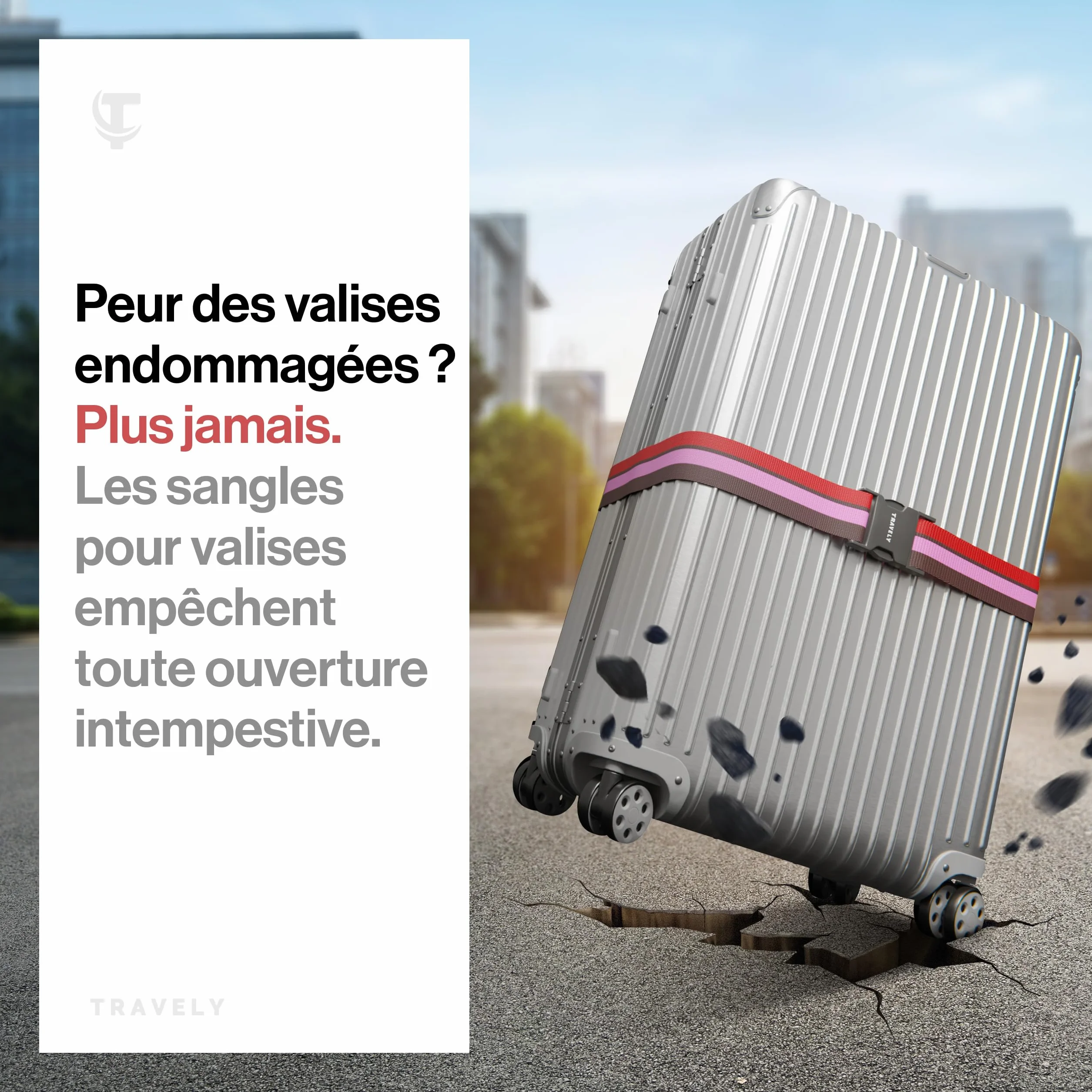 Sangles de valise Travely Lot de 2 avec étiquettes à bagage multicolore