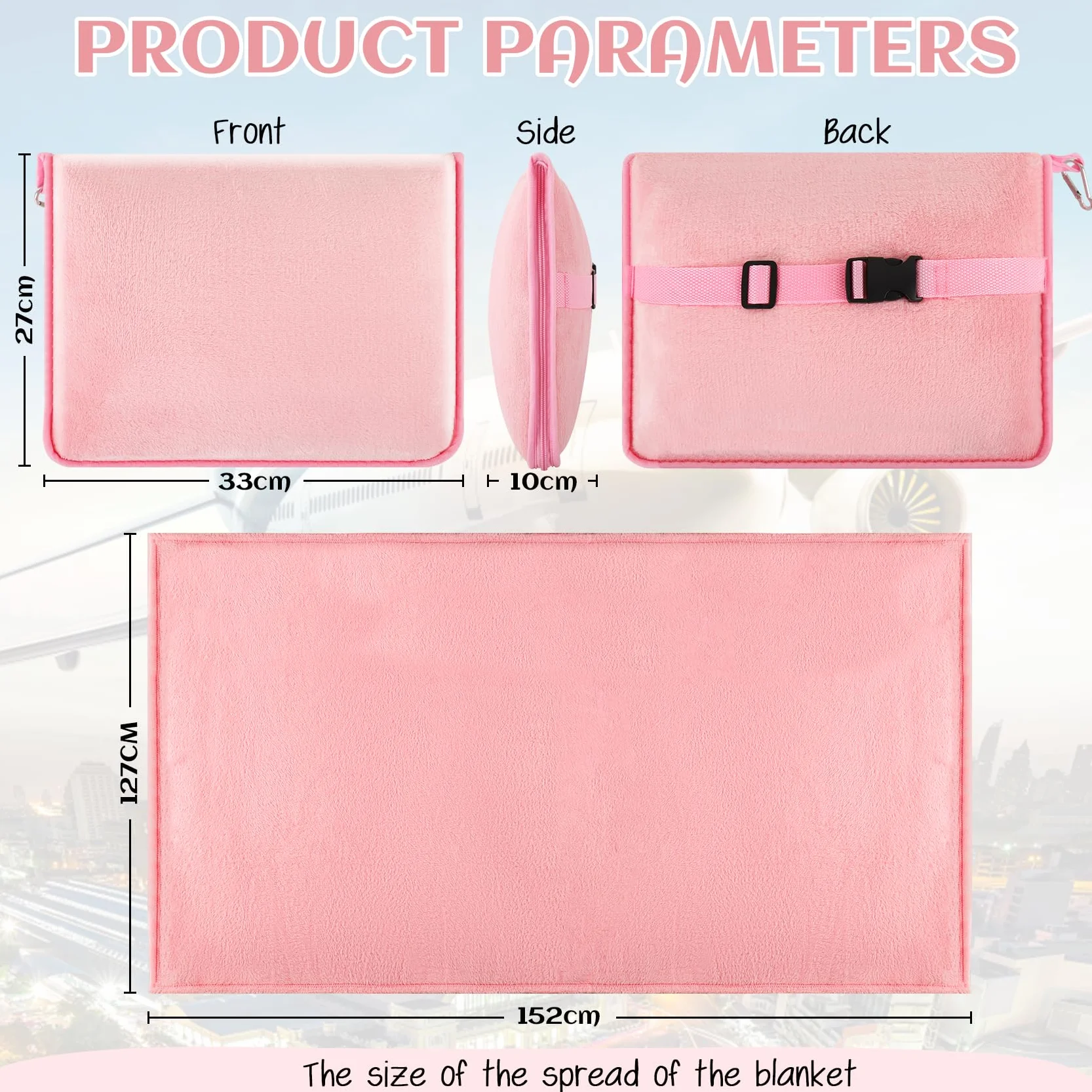 Couverture de Voyage Avion 2 en 1 Pliable pour Adultes et Enfants avec Étui Compacte