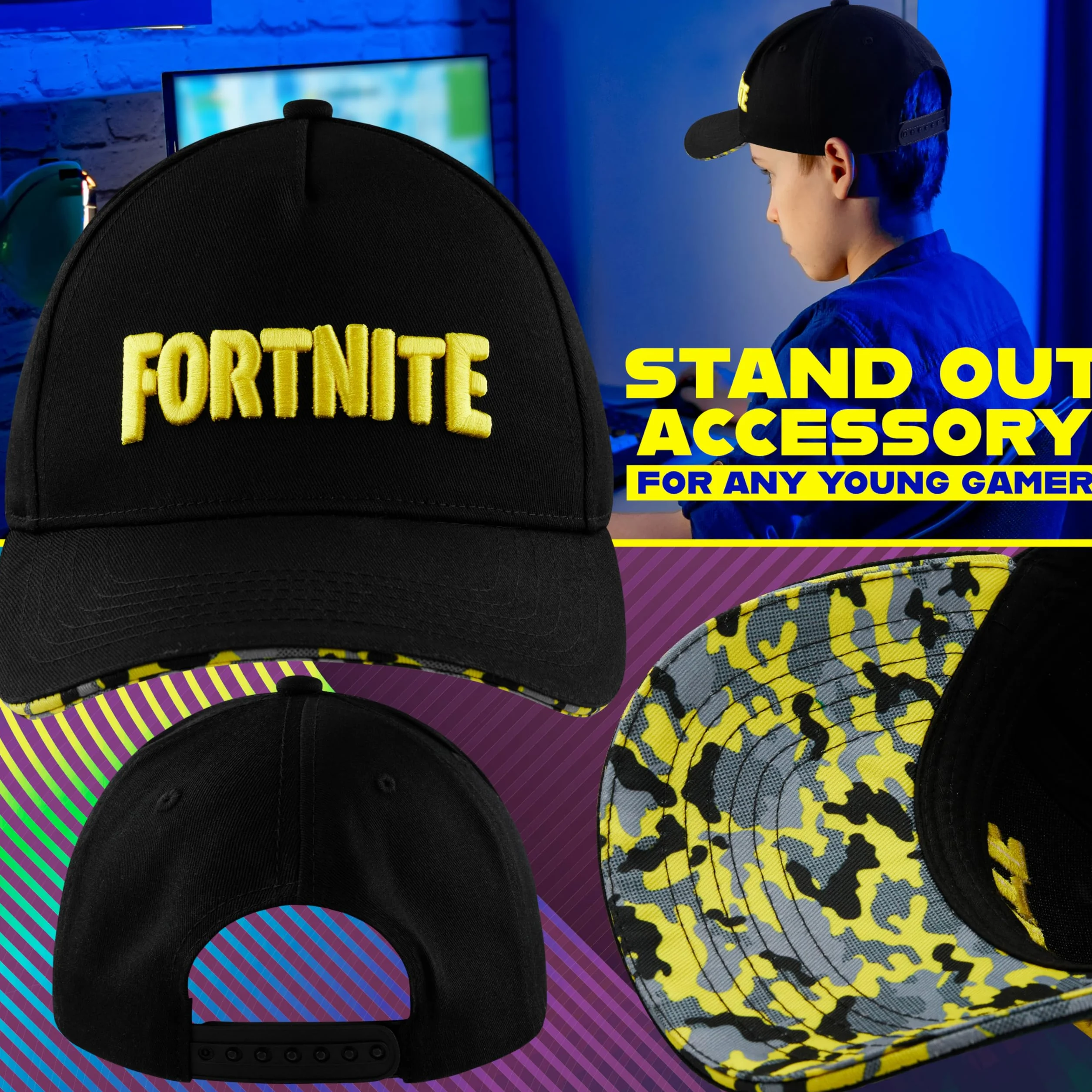 Fortnite Casquette de Baseball pour Garçon Ado Chapeau de Soleil à Visière avec Sangle Ajustable