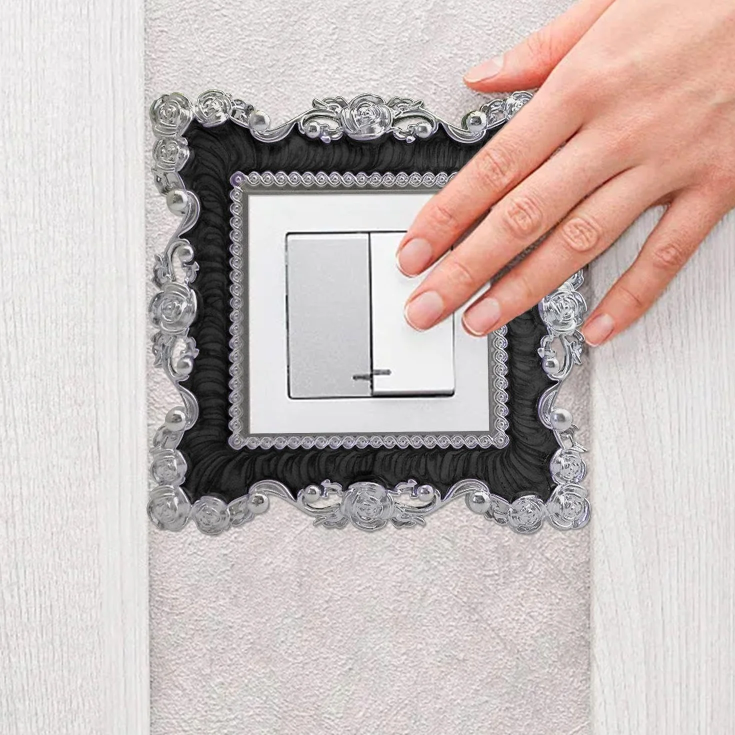 Autocollants de Bordure d'Interrupteur en Dentelle Rose, 3 Pièces Décoration d'Interrupteur