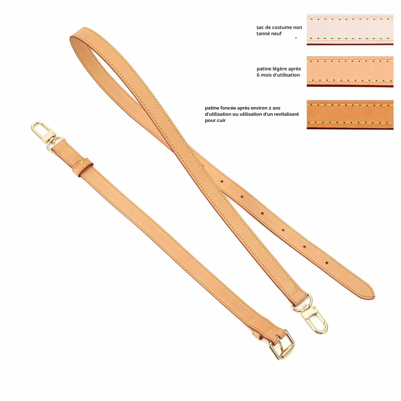 Sangle Réglable en Véritable Cuir pour Sac à Main Portefeuille Metis Alma