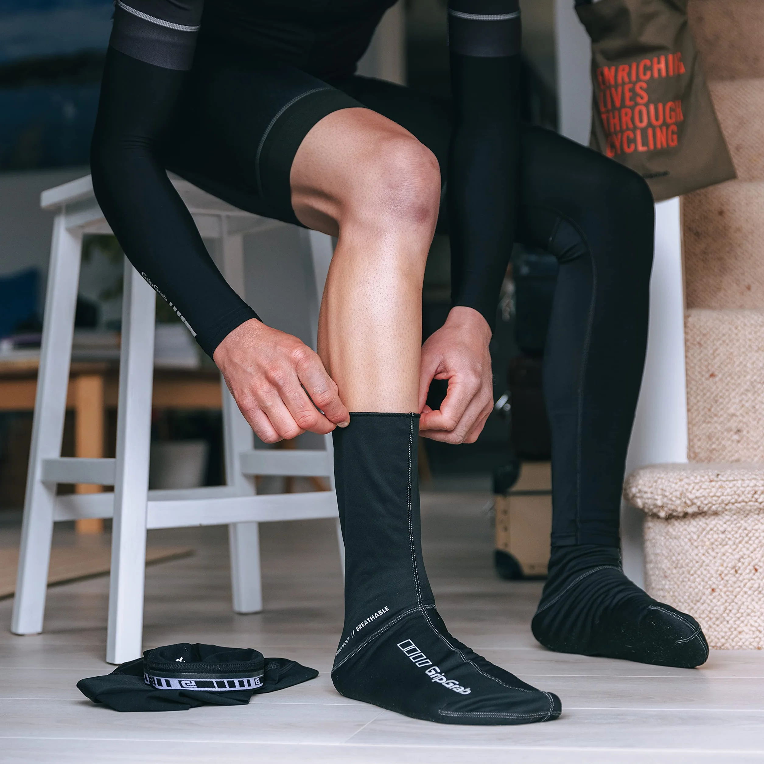 GripGrab Chaussettes Cyclisme Coupe-Vent Hautes Thermiques Préformées Vélo Course VTT Gravel