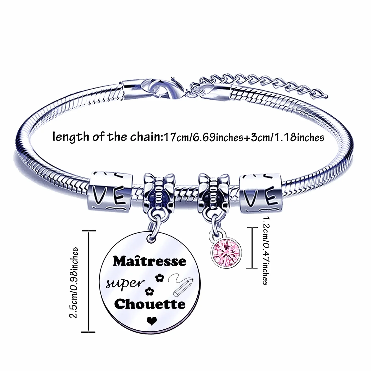 Bracelet Maîtresse Cadeau d'école fin d'année Scolaire