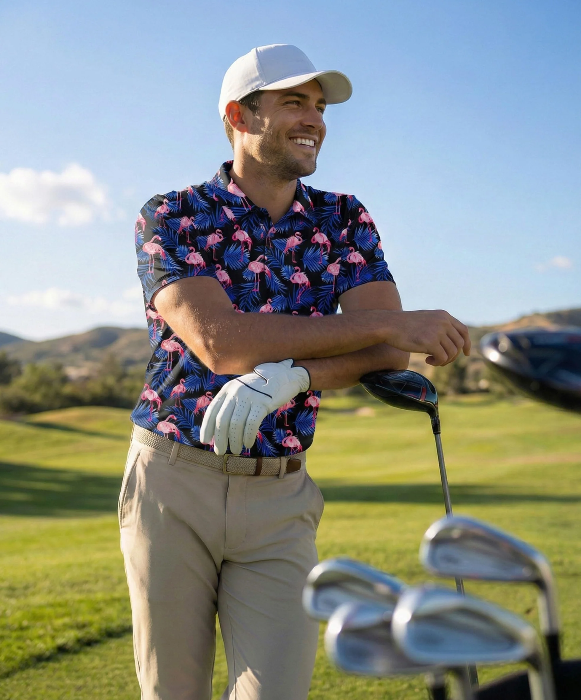 QIXING Polo de golf homme anti-humidité manches courtes séchage rapide