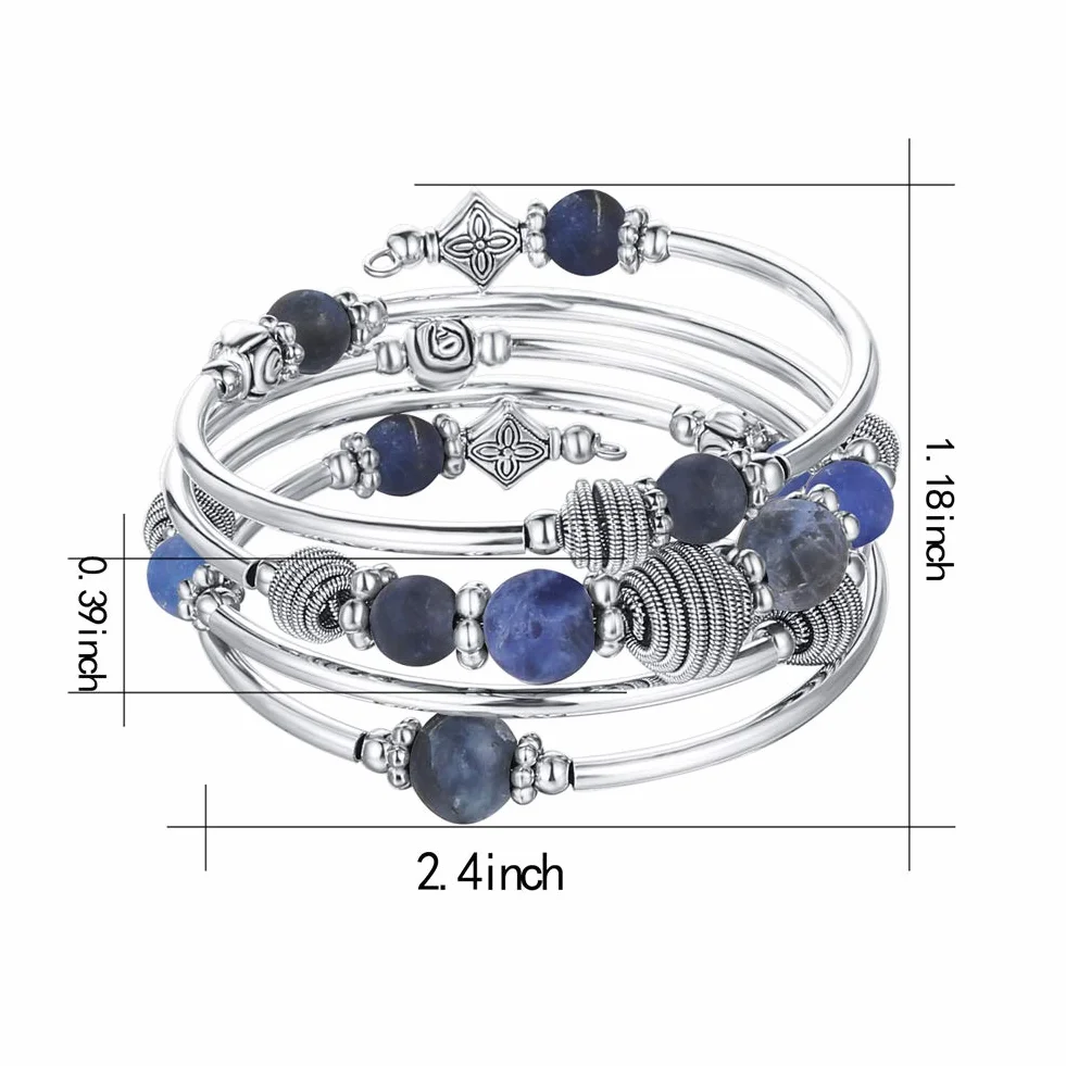 Bracelet de Perles en Argent pour Femme Multicouches Bohème FULU AUTUMN
