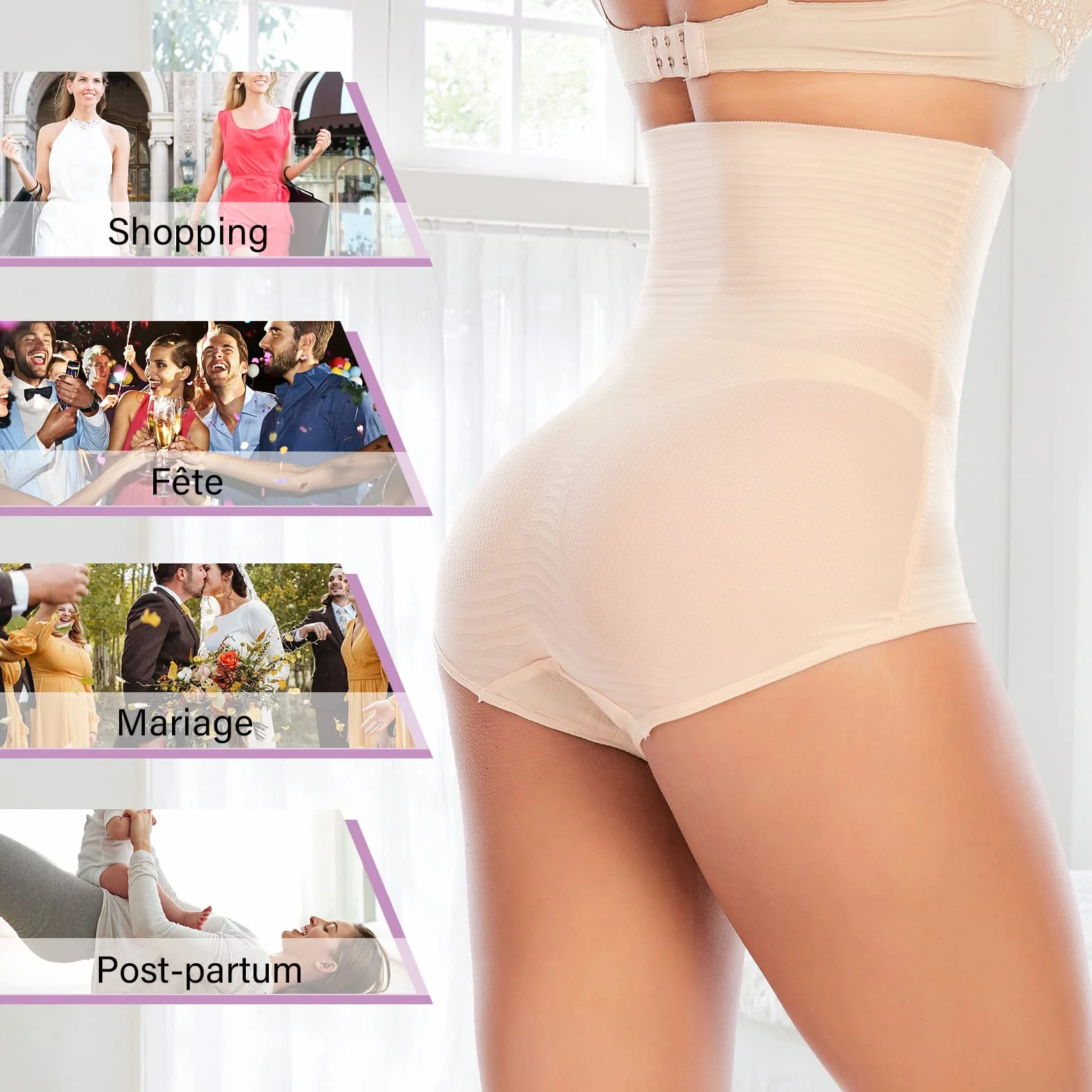 YARRCO Culotte Gainante Femme Ventre Plat Taille Haute Invisible Shapewear