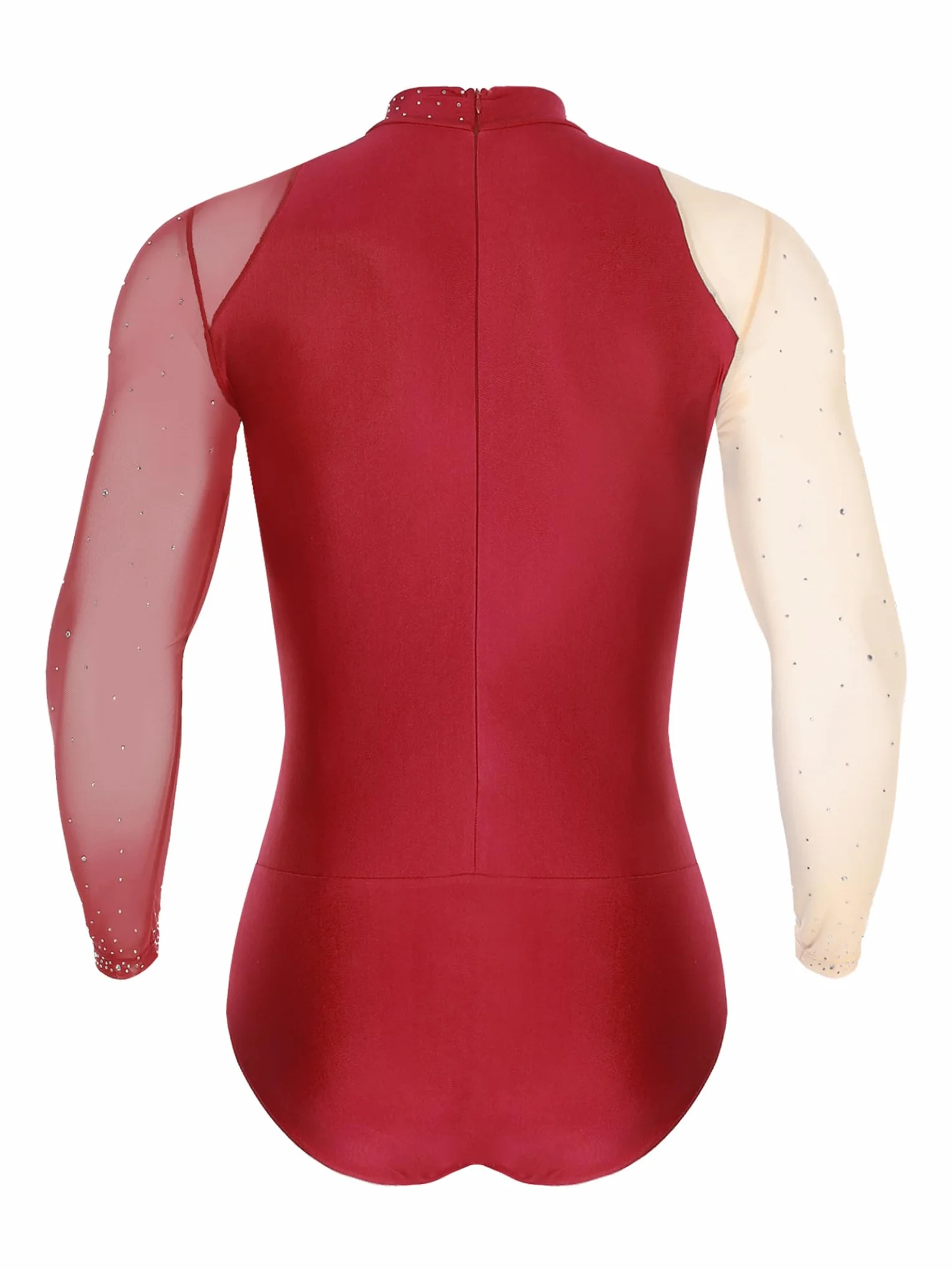 Justaucorps Gymnastique Homme Manches Longues Strass Brillant Costume Compétition