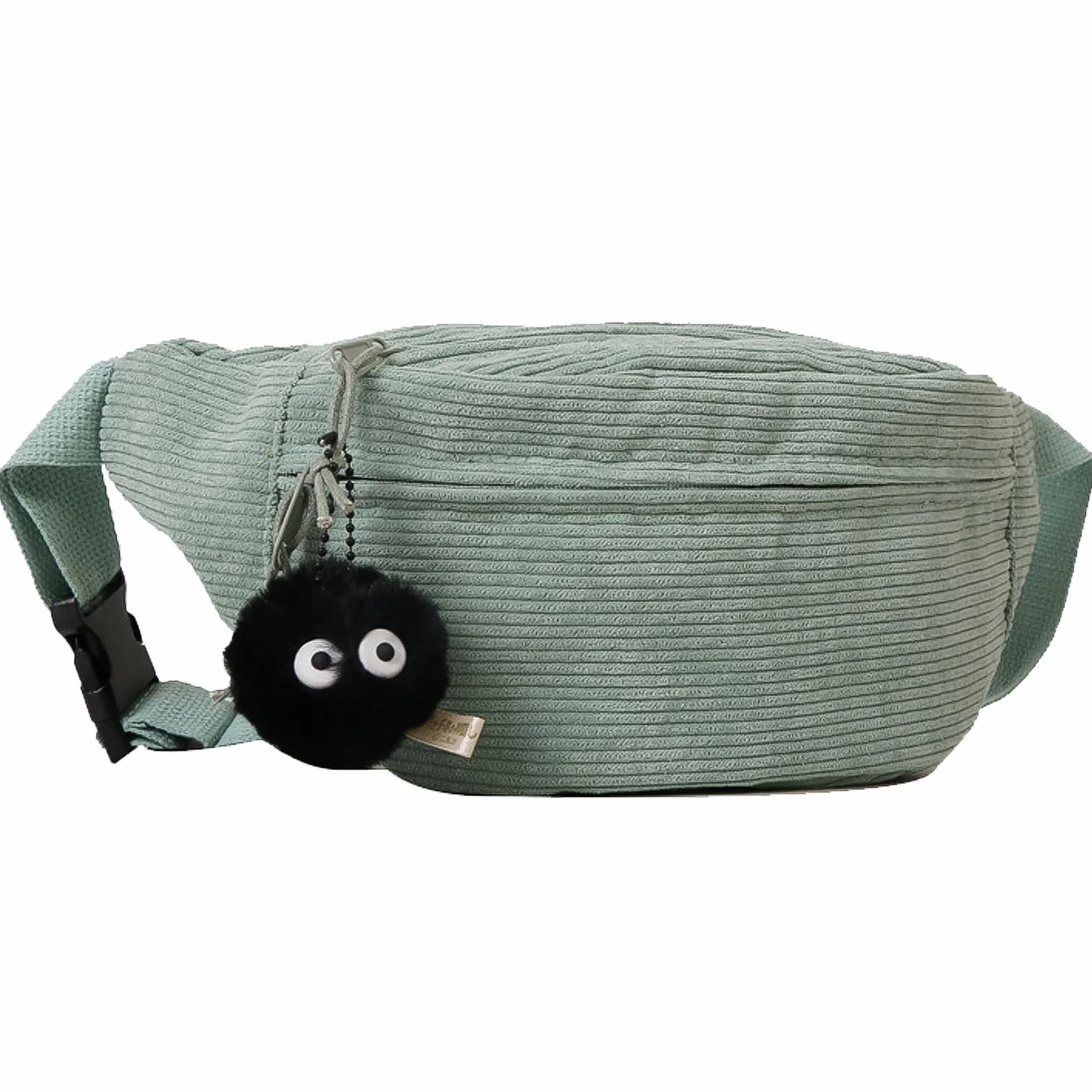 Sac Banane Velours Côtelé, Sac de Ceinture de Couleur Unie, Sangle Réglable (Vert)