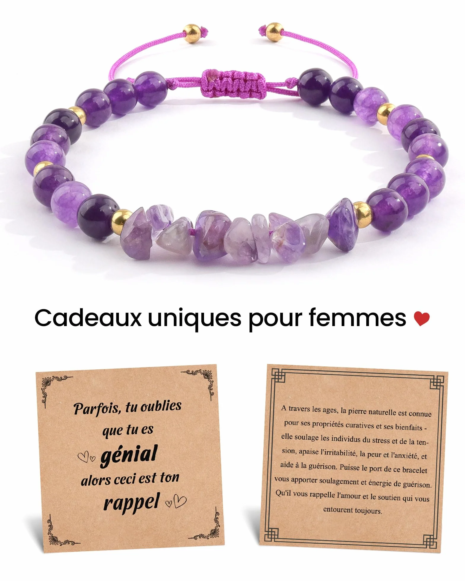 Bracelet Femme Pierre Naturelle Cadeau Fille 8-12 Ans