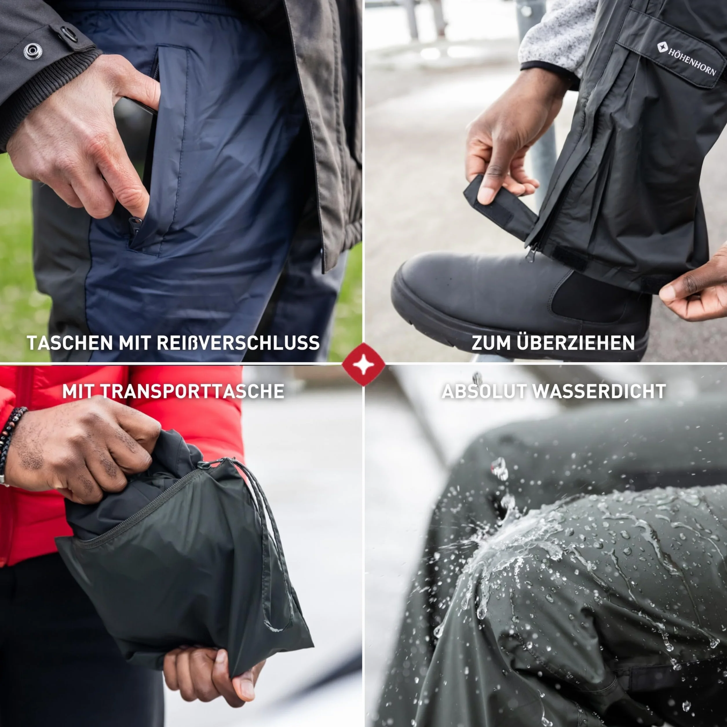 Höhenhorn Pluvia Pantalon de pluie imperméable homme avec sac