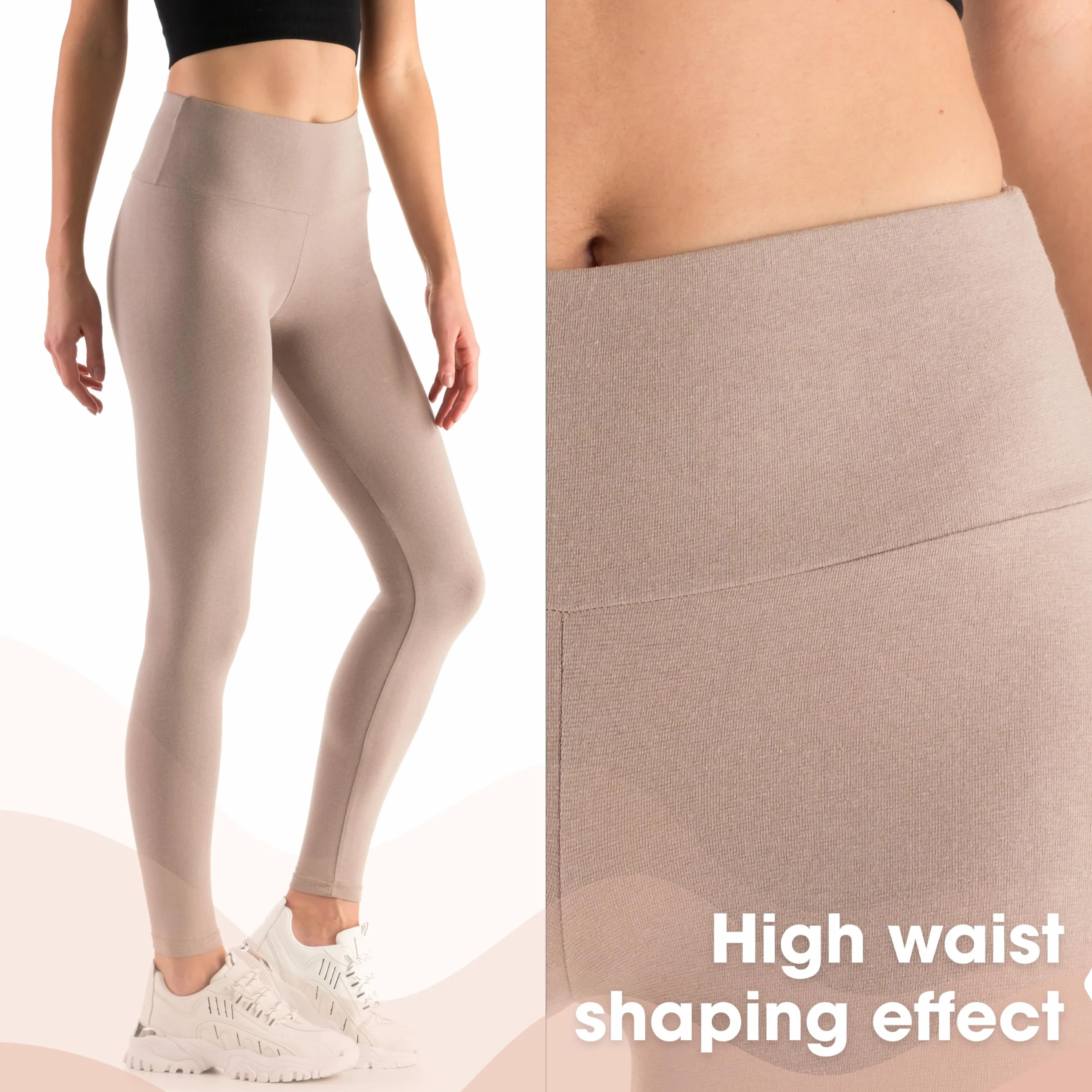 Legginsy SOFTSAIL 95% Bawełna Wysoki Stan Damskie