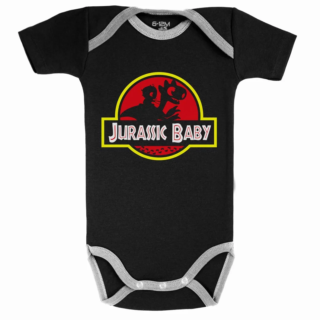 Body Bébé Manches Courtes Baby Geek Jurassic Baby Coton Noir
