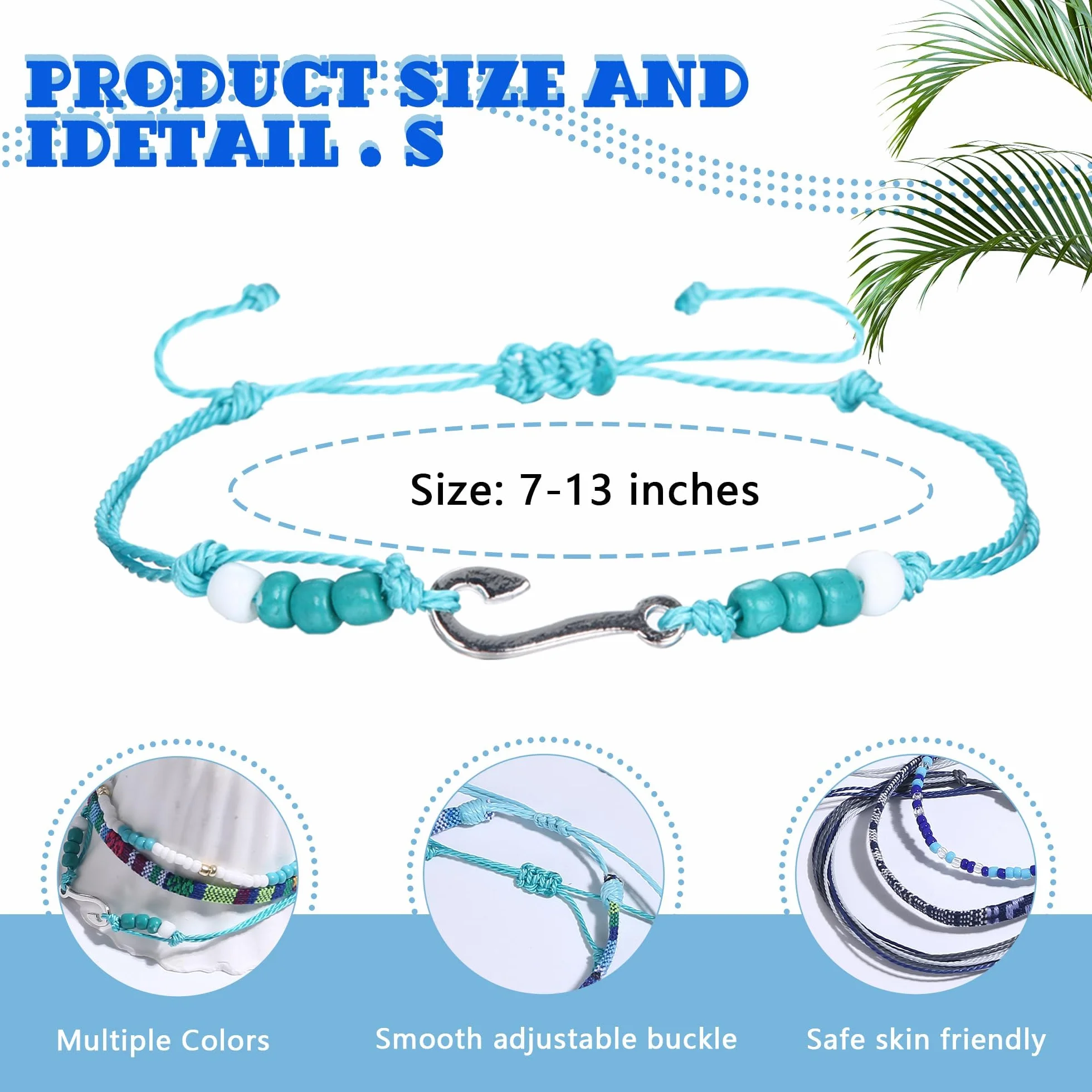 Bracelet Bresilien pour Femme et Fille - Bracelet de Plage Surfeur Amitié Tissu Cordon Perles Boho