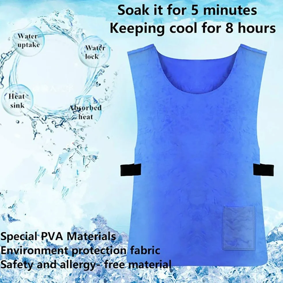 Gilet de refroidissement anti-chaleur imperméable PVA pour sports plein air travail bleu
