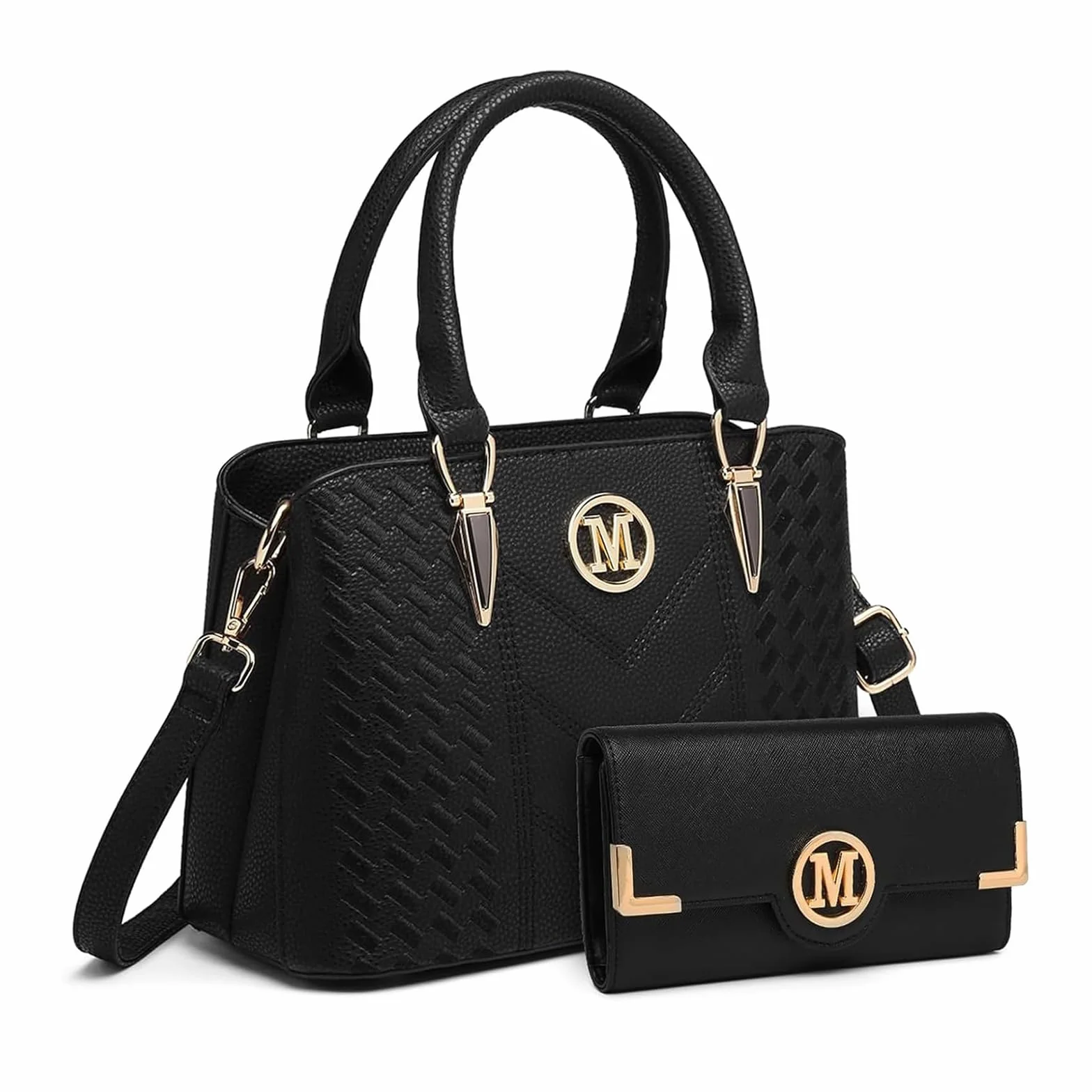 Miss Lulu Sac à Main Femme avec Portefeuille Sac Bandoulière en Simili Cuir Texture Litchi