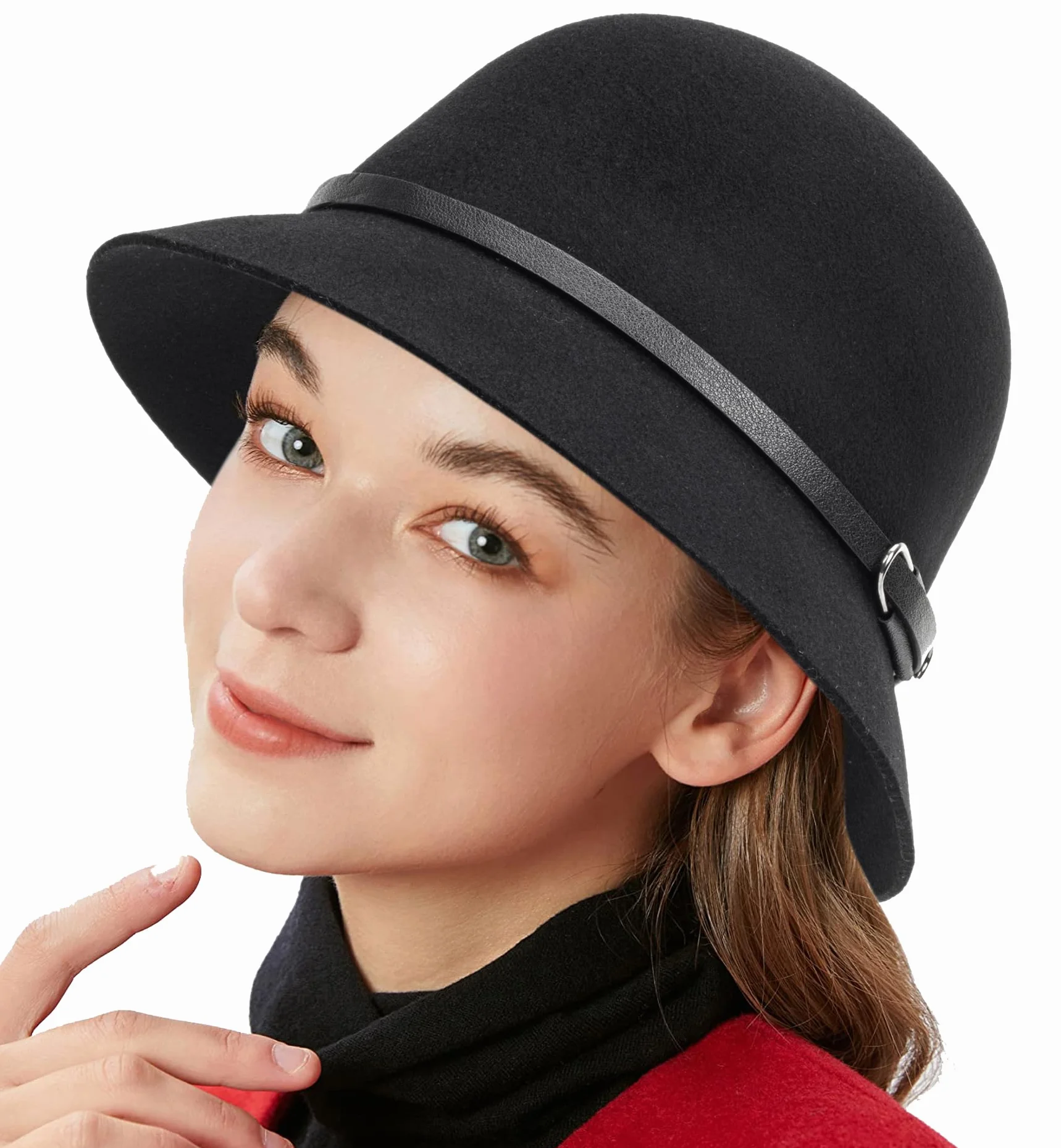 Chapeau cloche vintage années 1920 en feutre de laine pour femme hiver