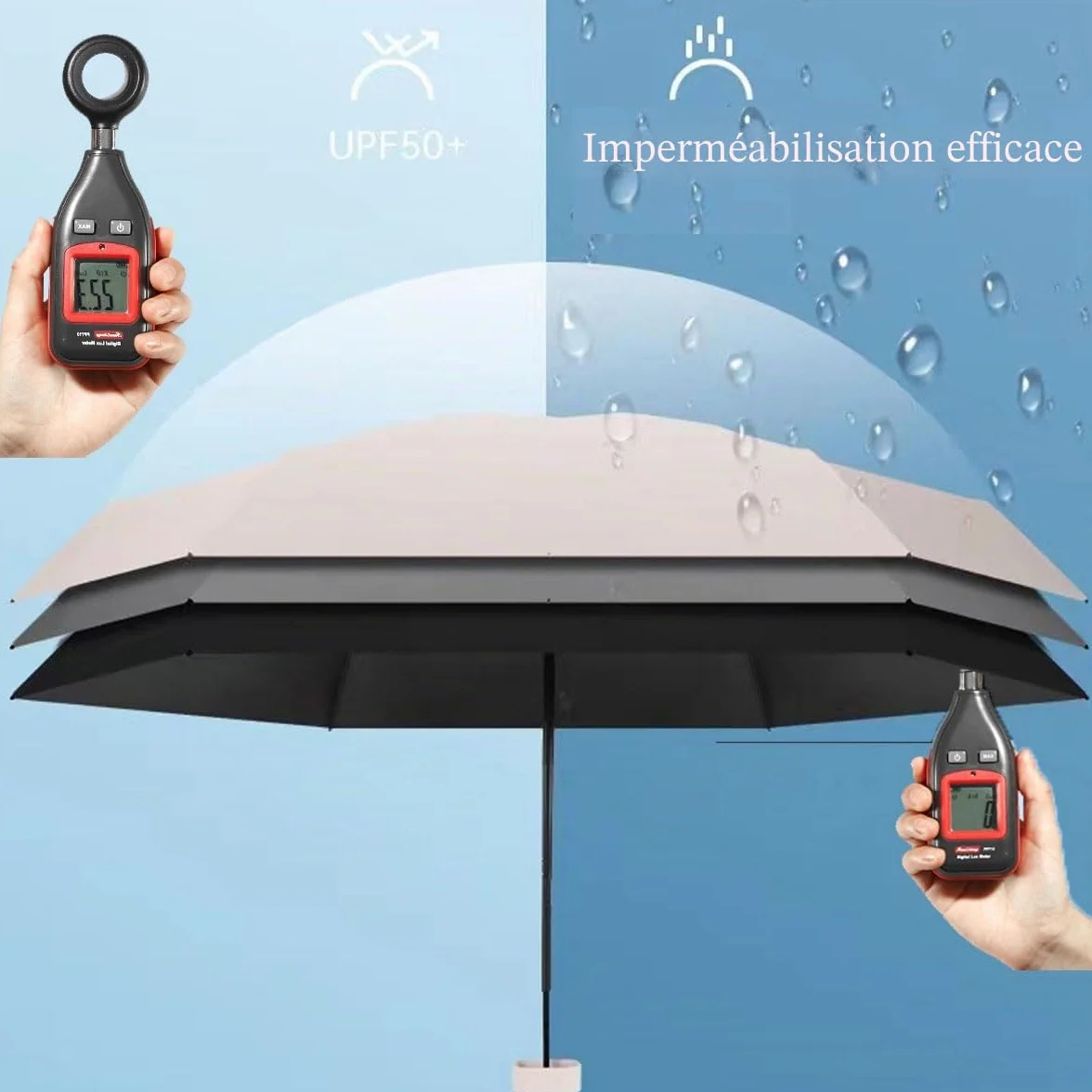 Mini Parapluie Pliant Compact Léger 6 Nervures avec Housse de Capsule