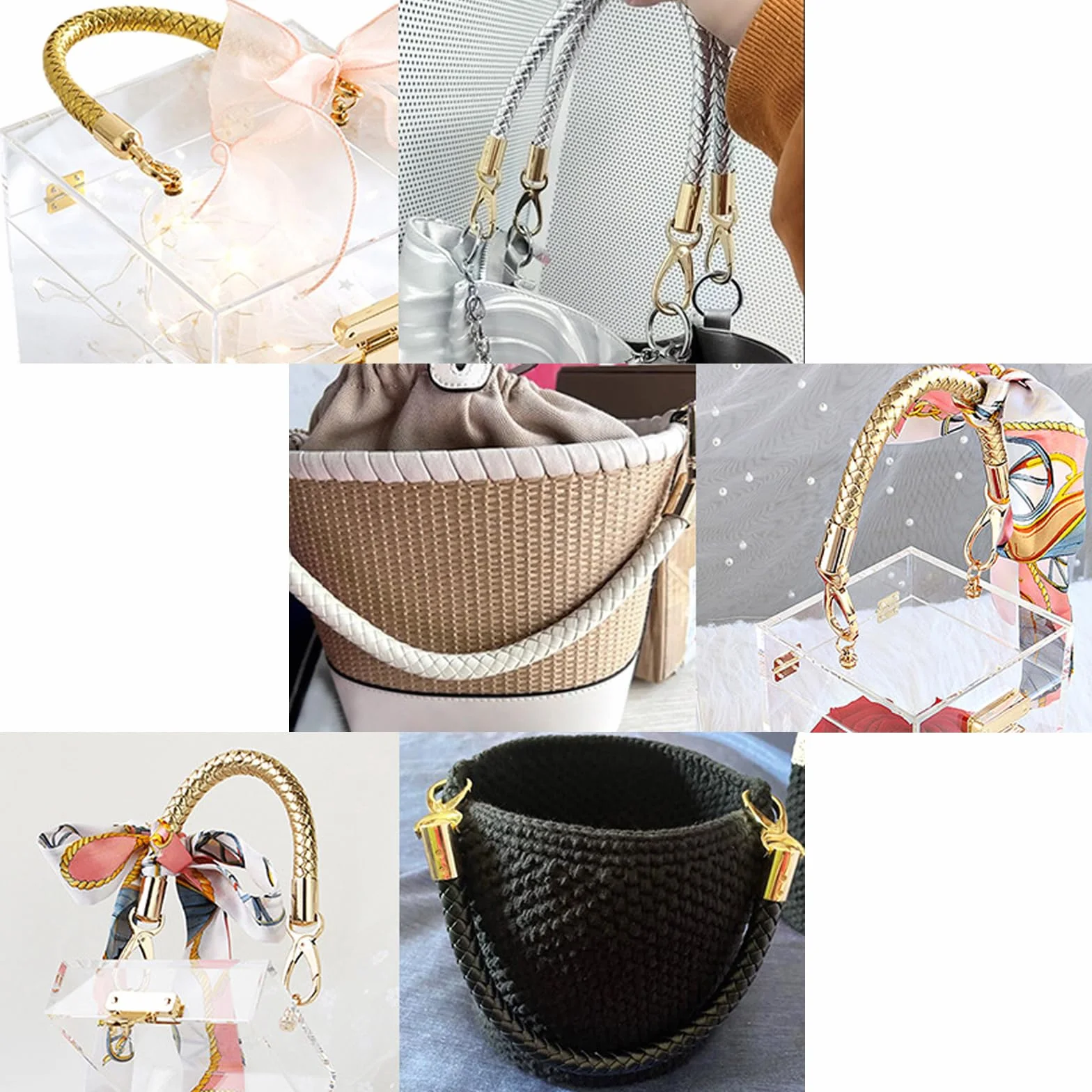 Poignée de Rechange Sac à Main 40CM PU Cuir avec Crochets à Mousqueton Rouge